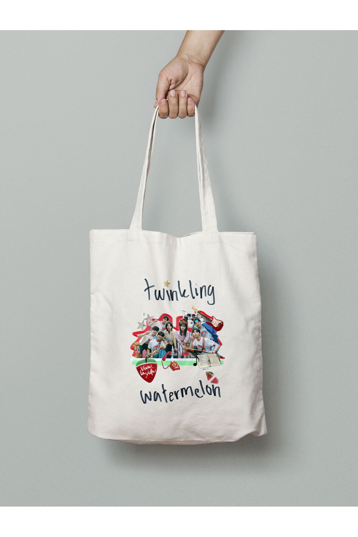 Akumastik Twinkling Watermelon Bez Çanta 35x40cm - Kdrama - Rozet Hediyeli