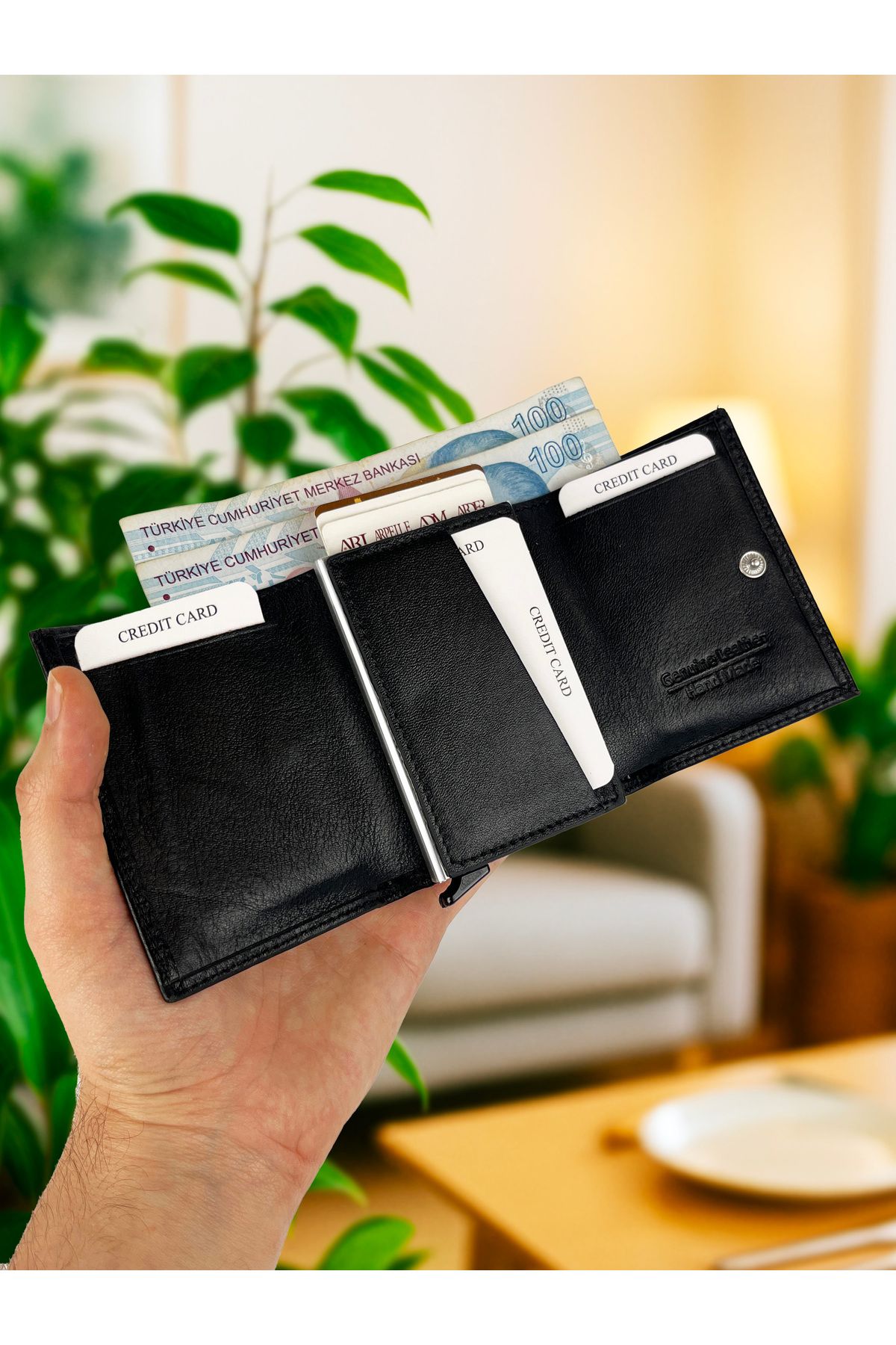 Arı Deri Trend Erkek Cüzdan Kartlık Mekanizmalı Rfid Korumalı Hakiki Deri