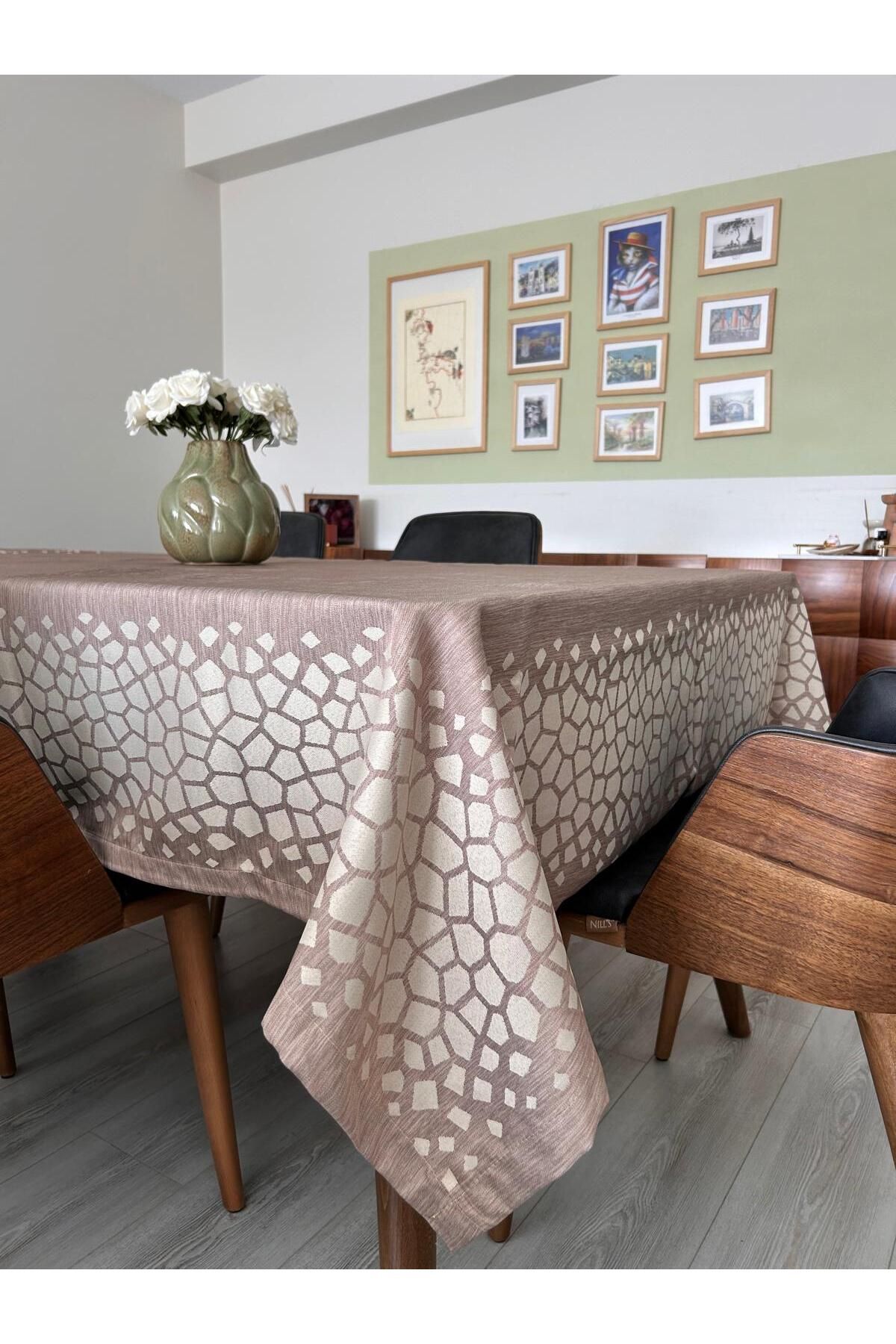 homease Spring Jakarlı Dertsiz Su İtici Masa Örtüsü – Leke Tutmaz Şık Tasarım 160x220 cm