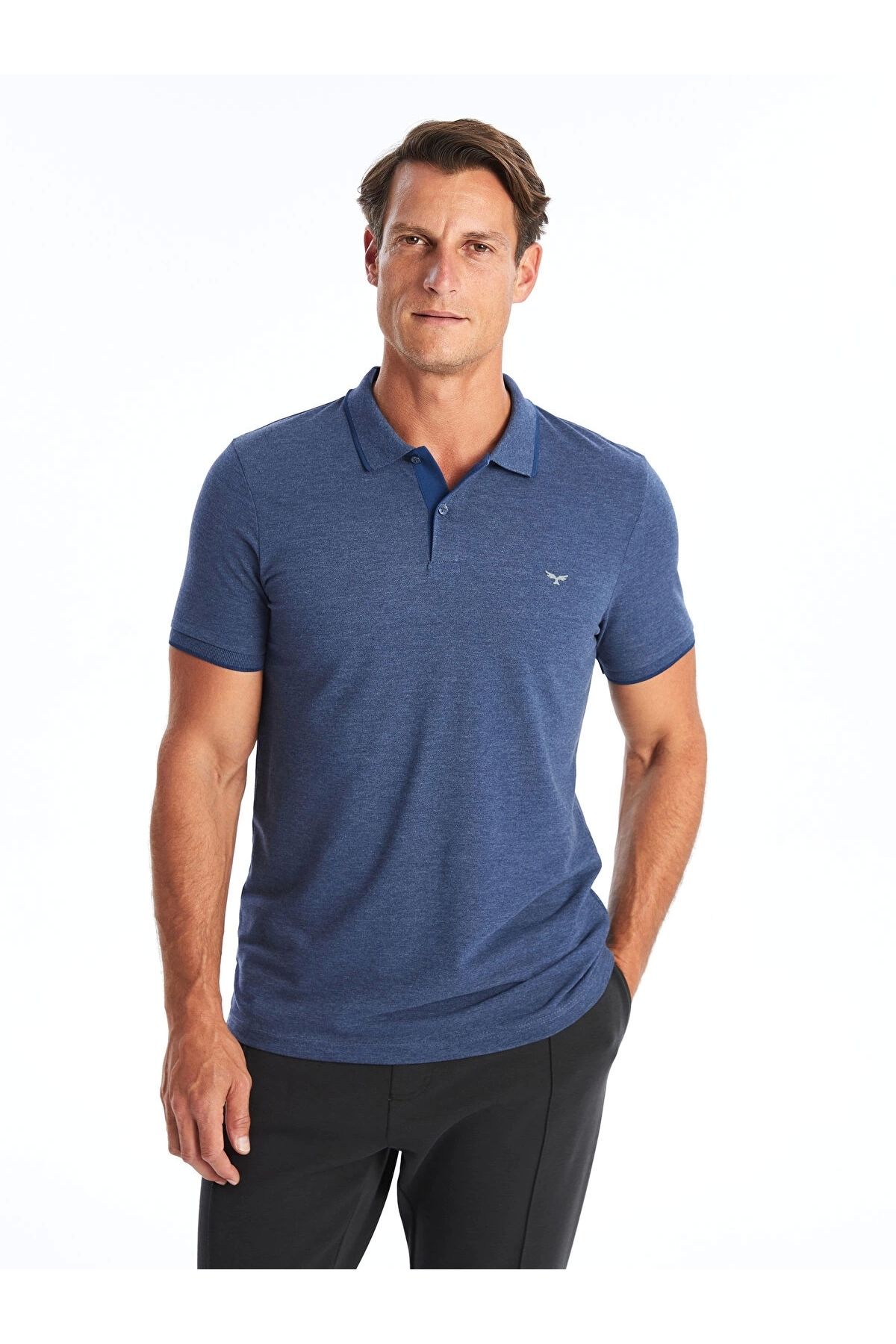 LC Waikiki LCWAIKIKI Classic Lacivert Polo Yaka Kısa Kollu Pike Erkek Tişört
