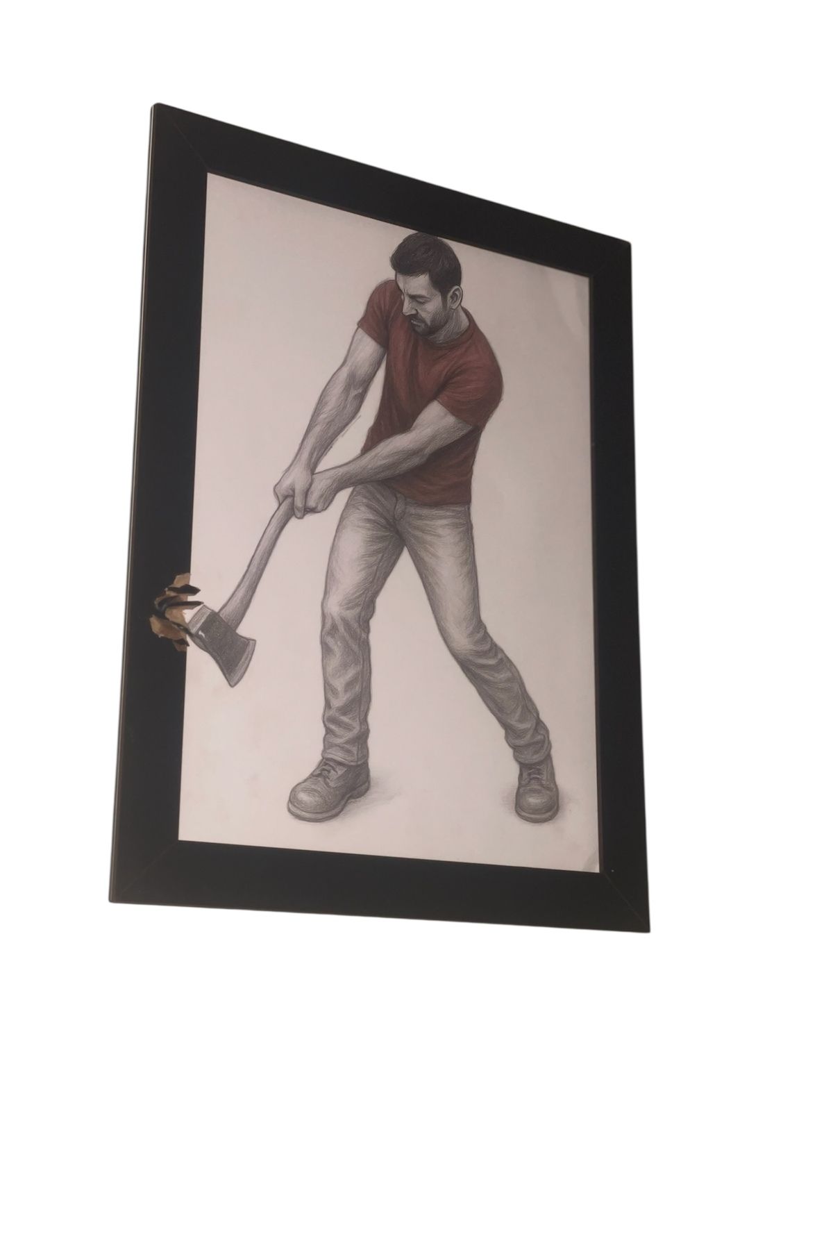 mgdesingart “Gerçekliğe Saldırı - Çerçeveyi Delen Adam” El Yapımı 3D Sanat Tablosu