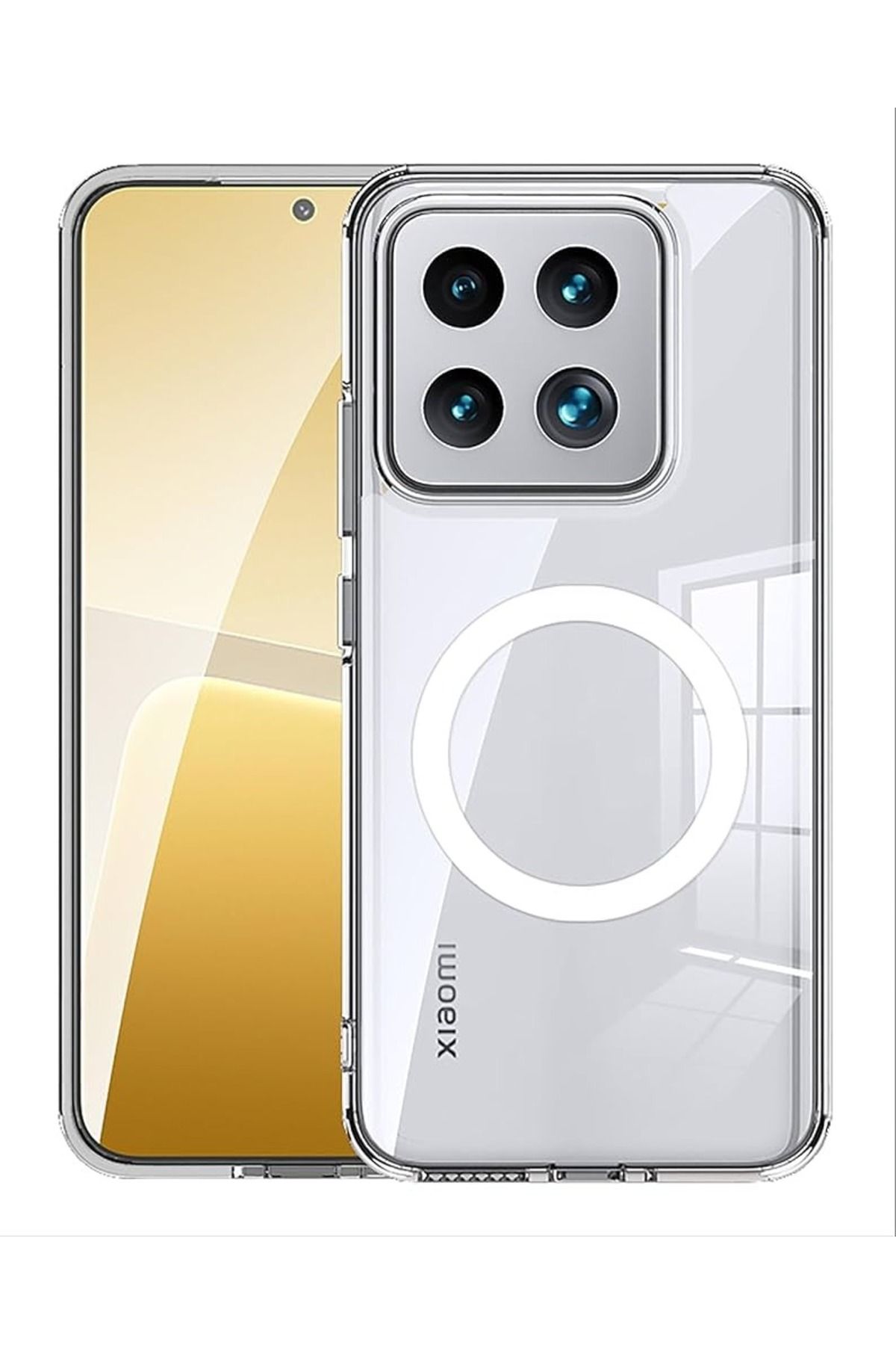 NANOSPACE Xiaomi 14 İle Uyumlu Sert Mika Magsafe Şeffaf Kılıf Kamera Korumalı Kılıf