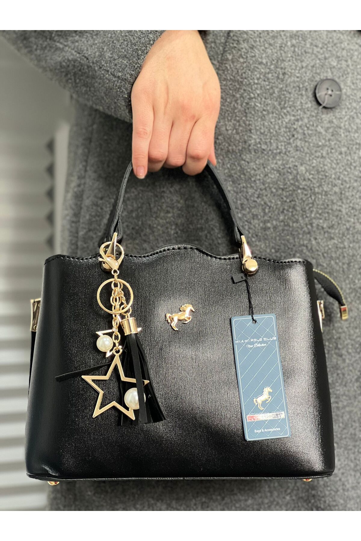 ST Bags Kadın Yeni Model Şık Tasarım Siyah El Ve Omuz Çantası