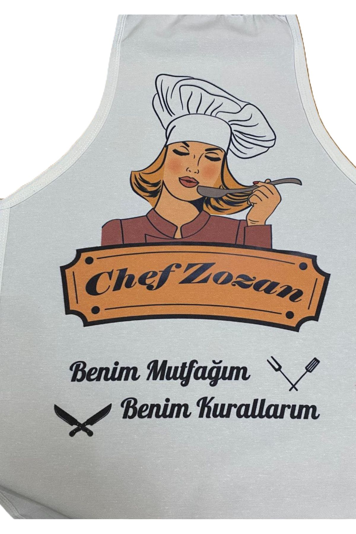 Kreax Keten Mutfak Önlüğü Kişiye Özel Isim Baskılı