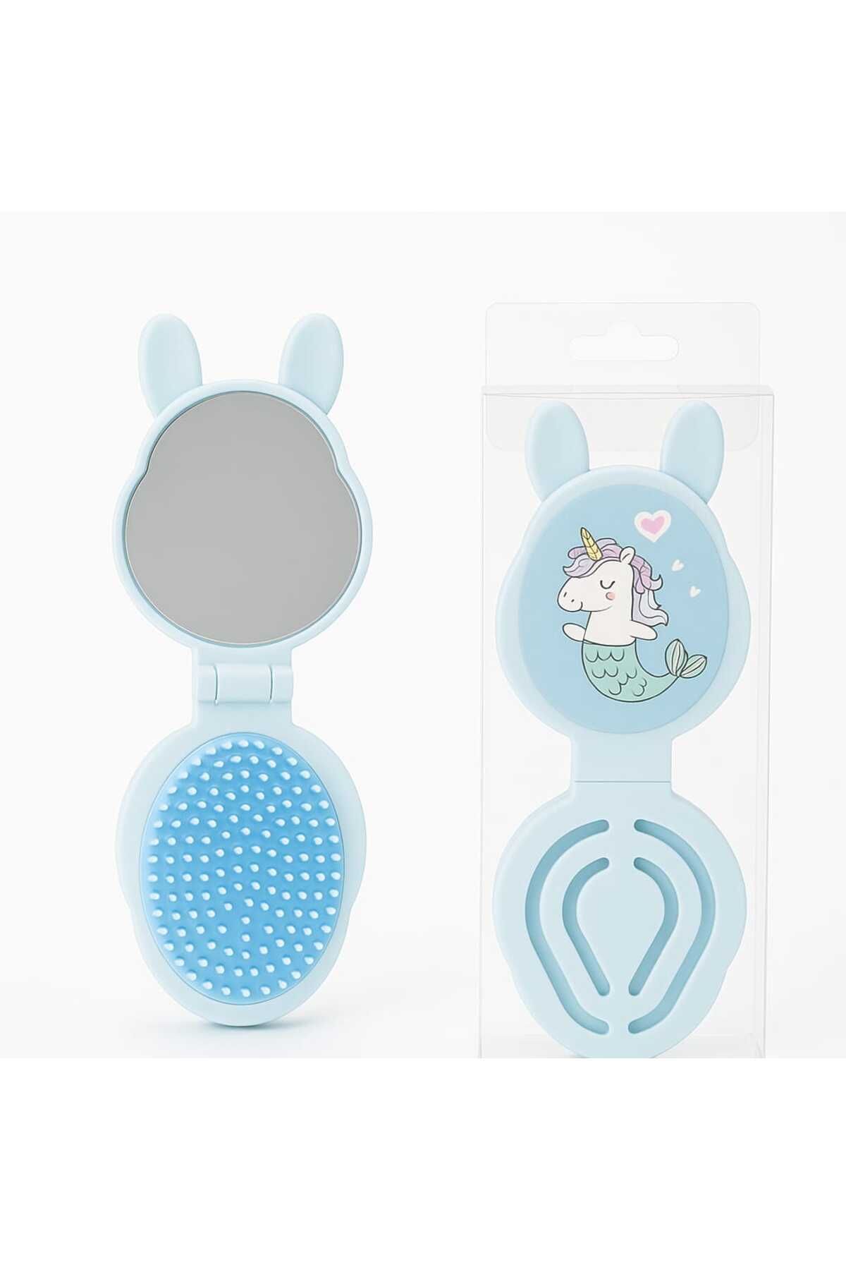 Szep Unicorn Desenli Katlanabilir Ayna ve Saç Fırça Seti*Seyahat Tipi* Çocuk & Yetişkin