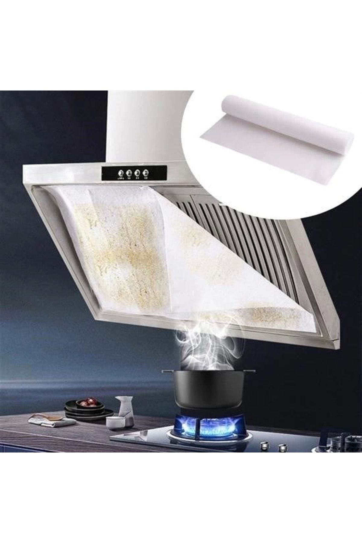 MELFSHOP 2li Yağ Emici Duman Önleyici Pratik Mutfak Davlumbaz Koruyucu Dayanıklı Yedek Filtre 45x90cm
