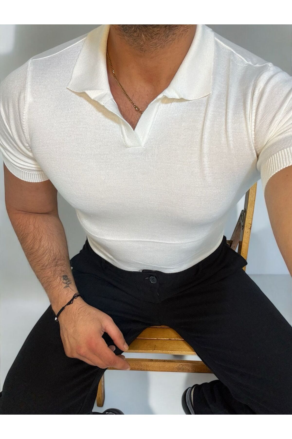 Butik Ross Polo Yaka Düz İtalyan Kesim Tişört