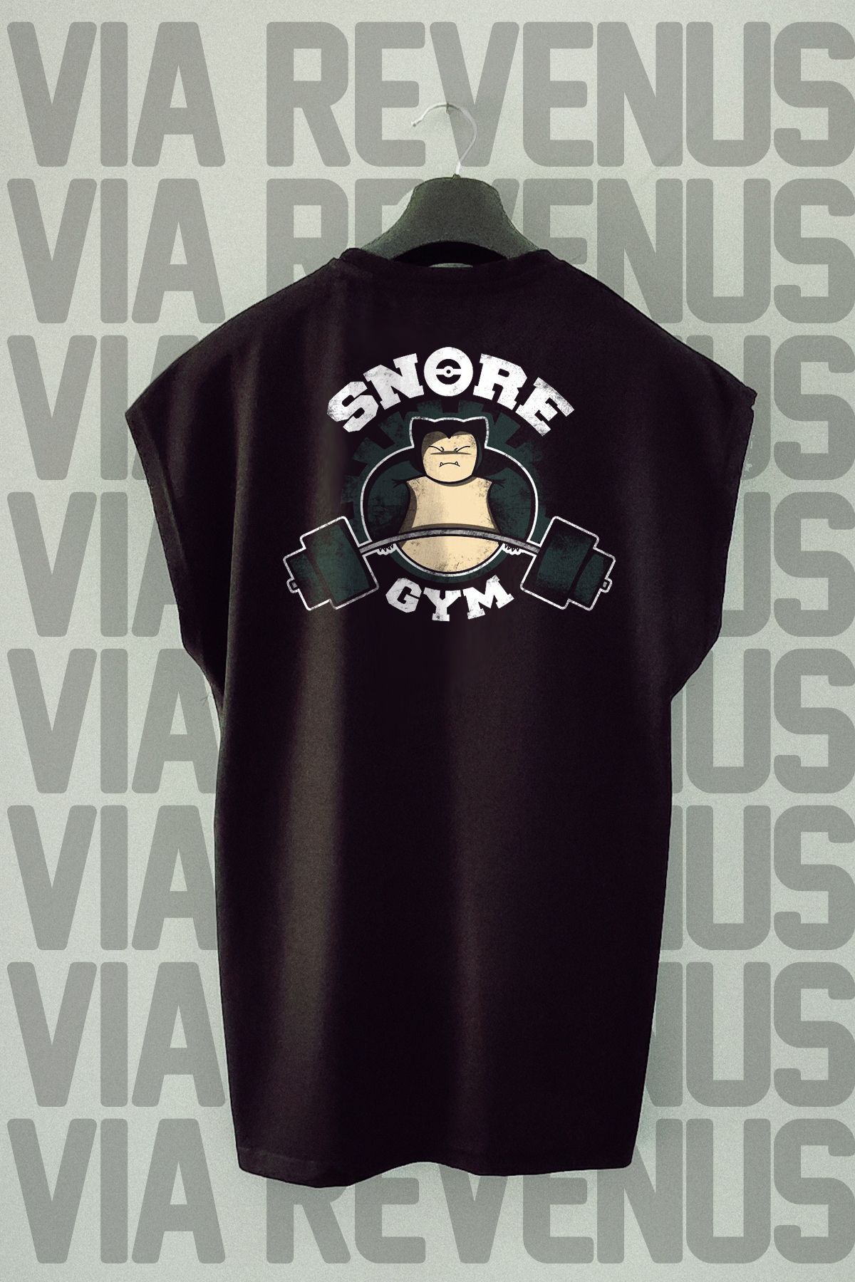 Vordevia Snore Gym Sırt Baskılı Sıfır Kollu Bisiklet Yaka Spor Tshirt