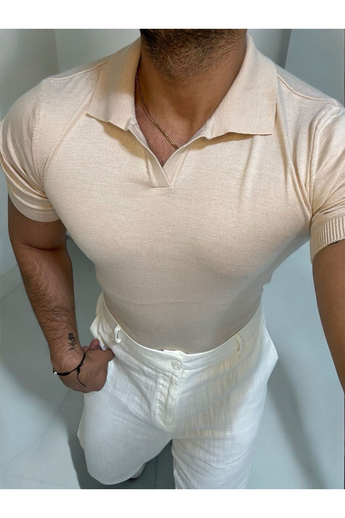 Butik Ross Polo Yaka Düz İtalyan Kesim Tişört