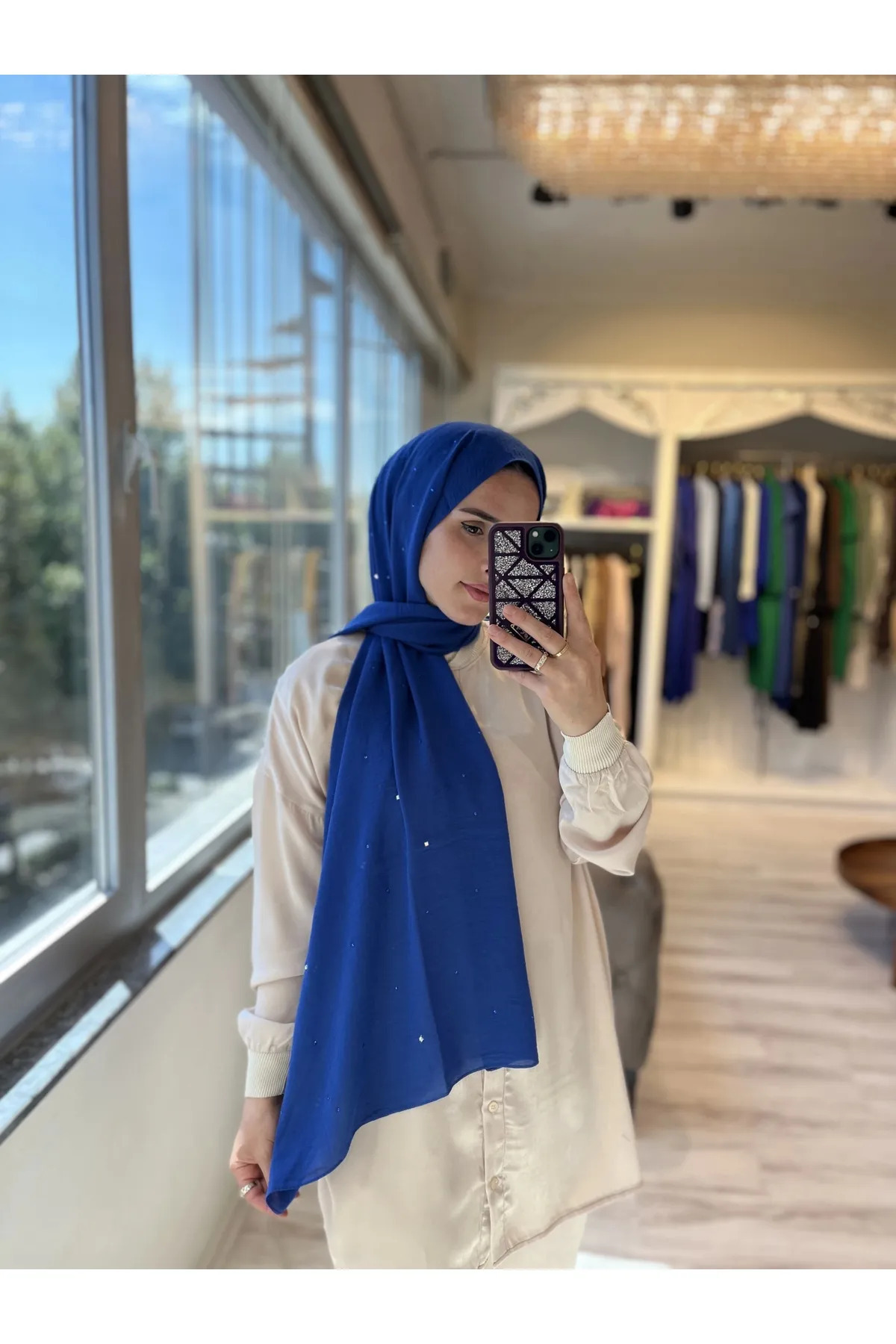 Perla Scarf & More İnvee Taşlı Caz Şal Sax