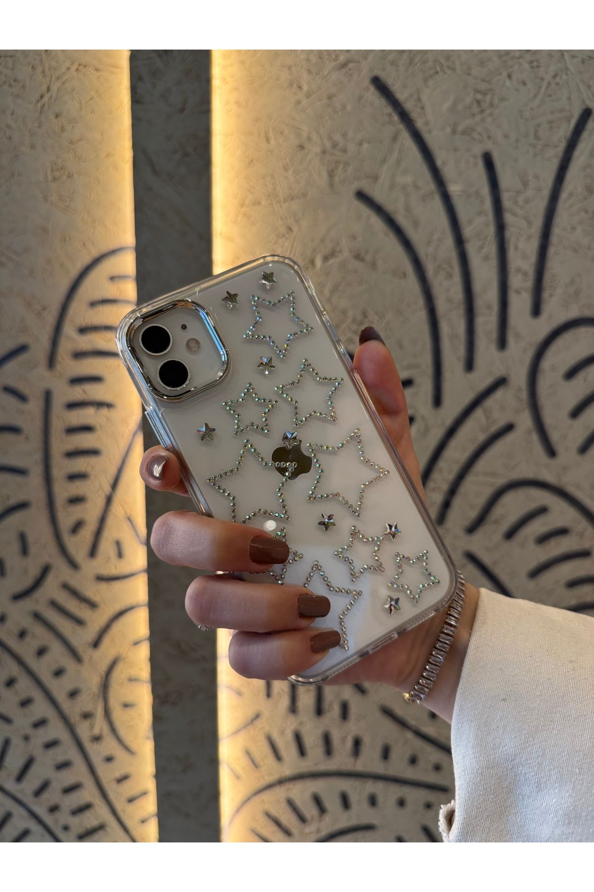 Mois Case İPhone 12 uyumlu yıldızlı şeffaf kılıf