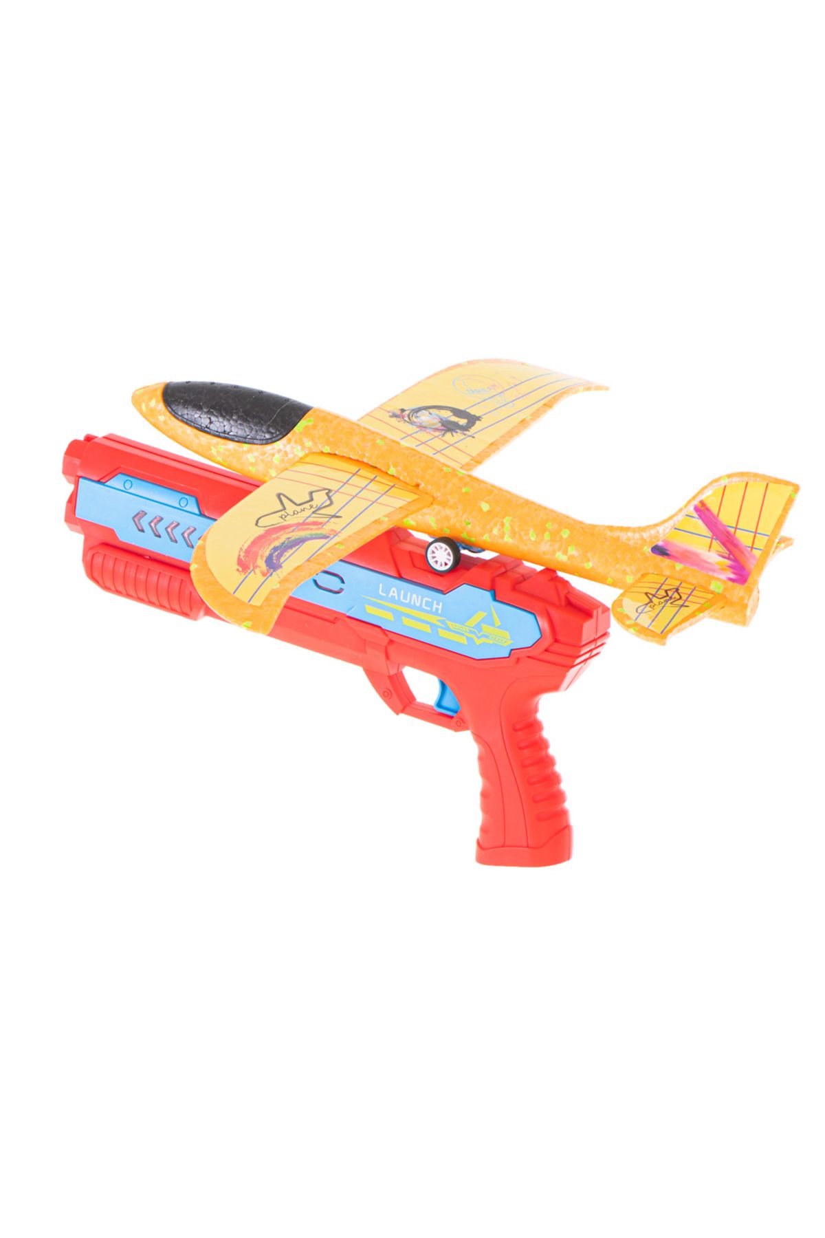 zola-Airplane with launcher, Zola, with stickers included, plastic/foam, red/orange color 3