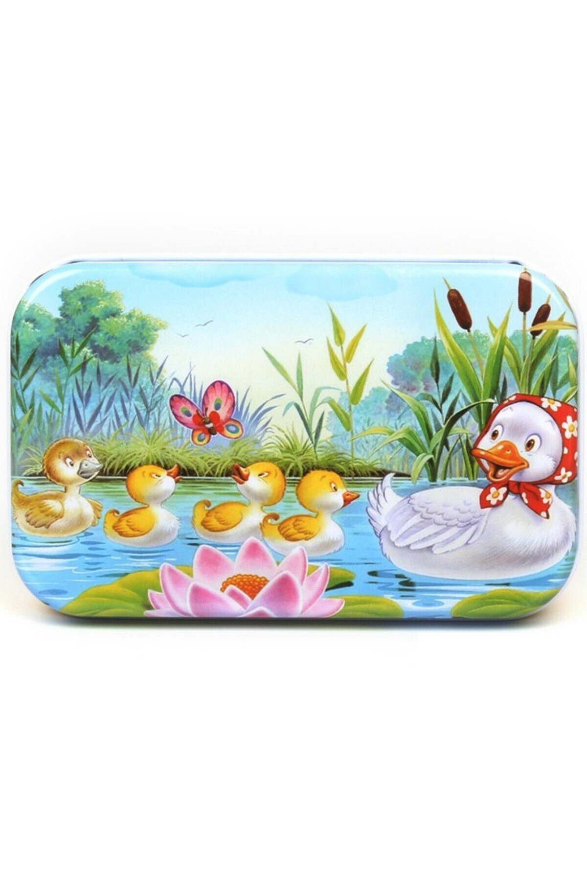 Teo-60 Piece Wooden Puzzle in Metal Box, Duck Pattern, Educational, Cognitive Skills Development 1