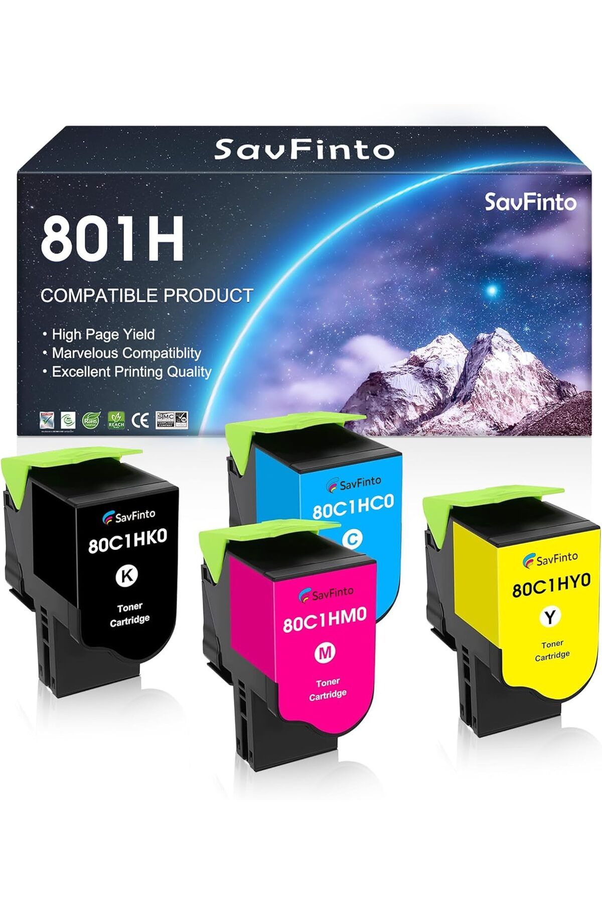 Lexmark CX410 CX410de CX410dte CX410e CX510 CX510de CX510dhe CX510dthe Printer (BCMY, 4-Pack)