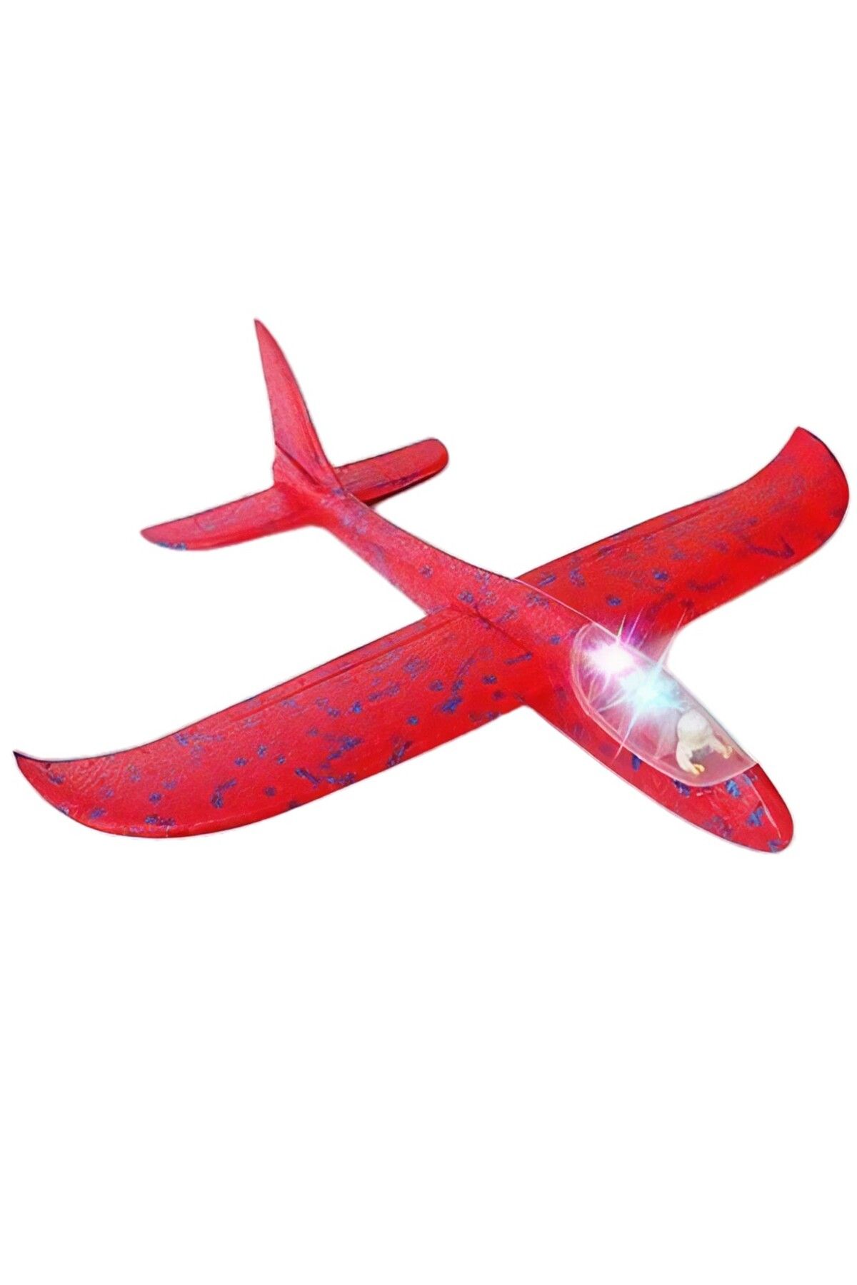 OEM Avion Planor Cu Pilot, Din Polistiren, Cu Lumini In Cabina Pilotului, Lungime 47 Cm, Unisex - 10