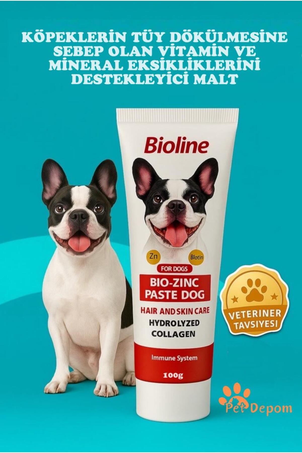 Bioline Köpekler Için Bio-zinc Pasta – Çinko Ve Biotin Destekli Tüy Ve Deri Bakım Macunu 100 gr
