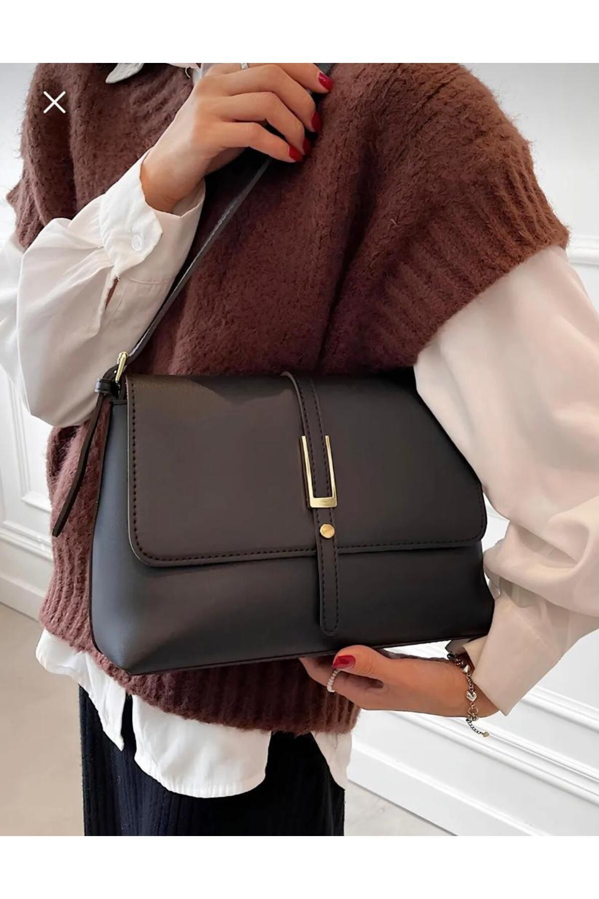 cosybag. Senna Model Kadın Yumuşak Suni Deri Orta Boy Kol Ve Omuz Çantası SİYah