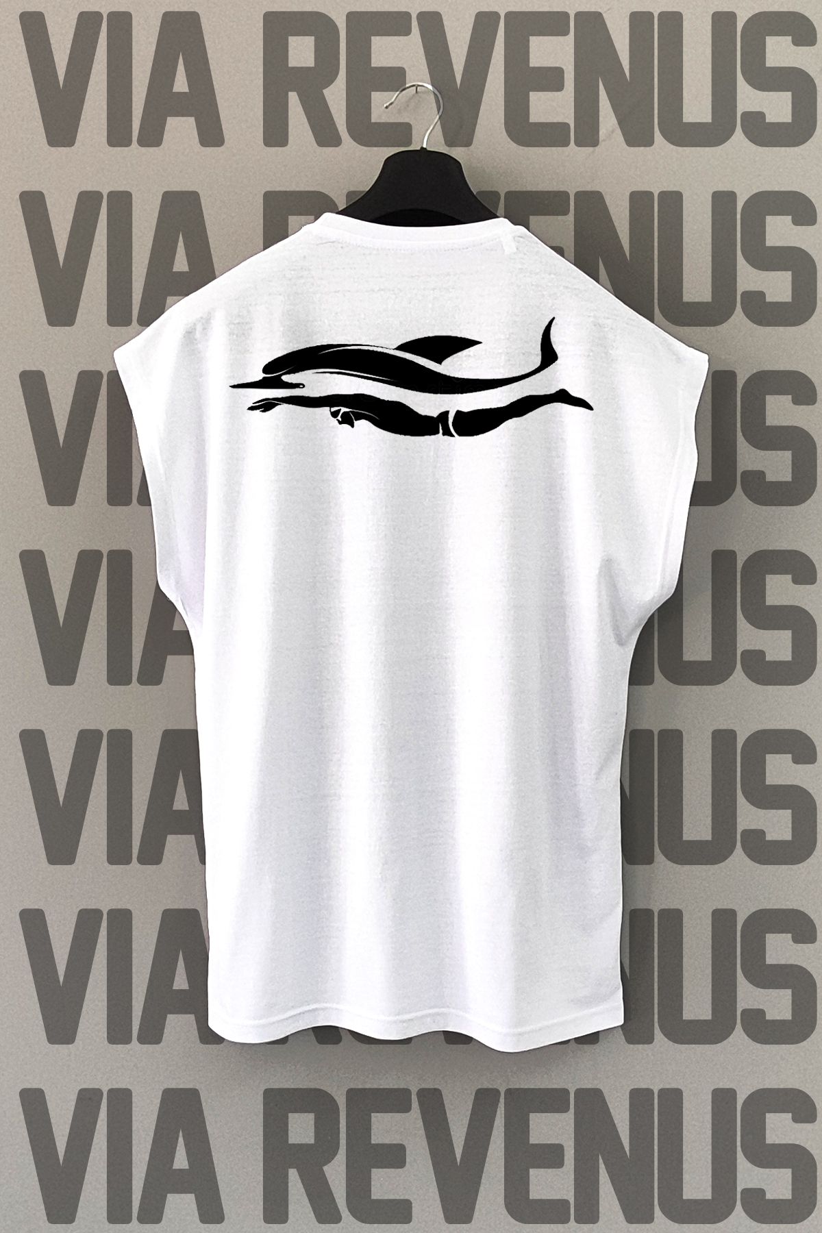 Vordevia Yüzücü Sırt Baskılı Sıfır Kollu Bisiklet Yaka Spor Tshirt