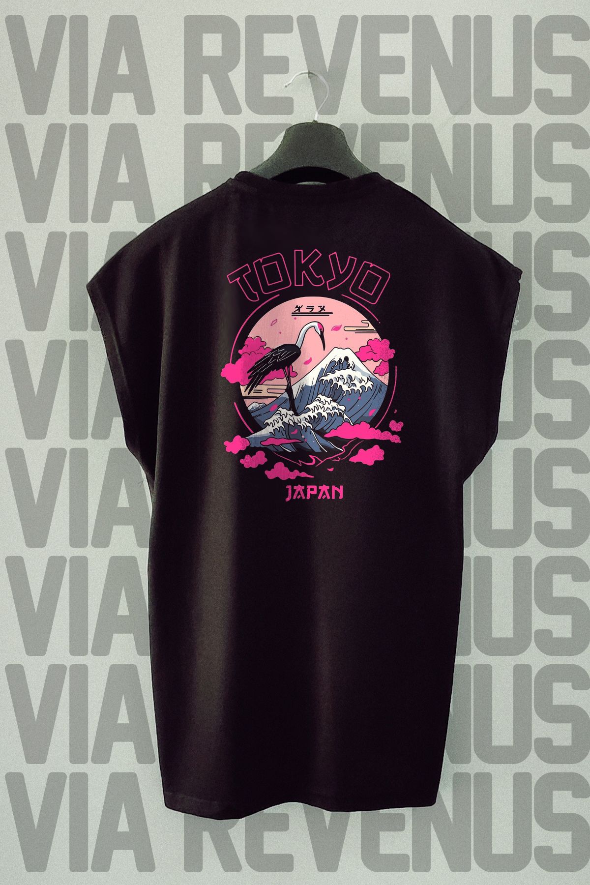 Vordevia Tokyo Sırt Baskılı Sıfır Kollu Bisiklet Yaka Spor Tshirt