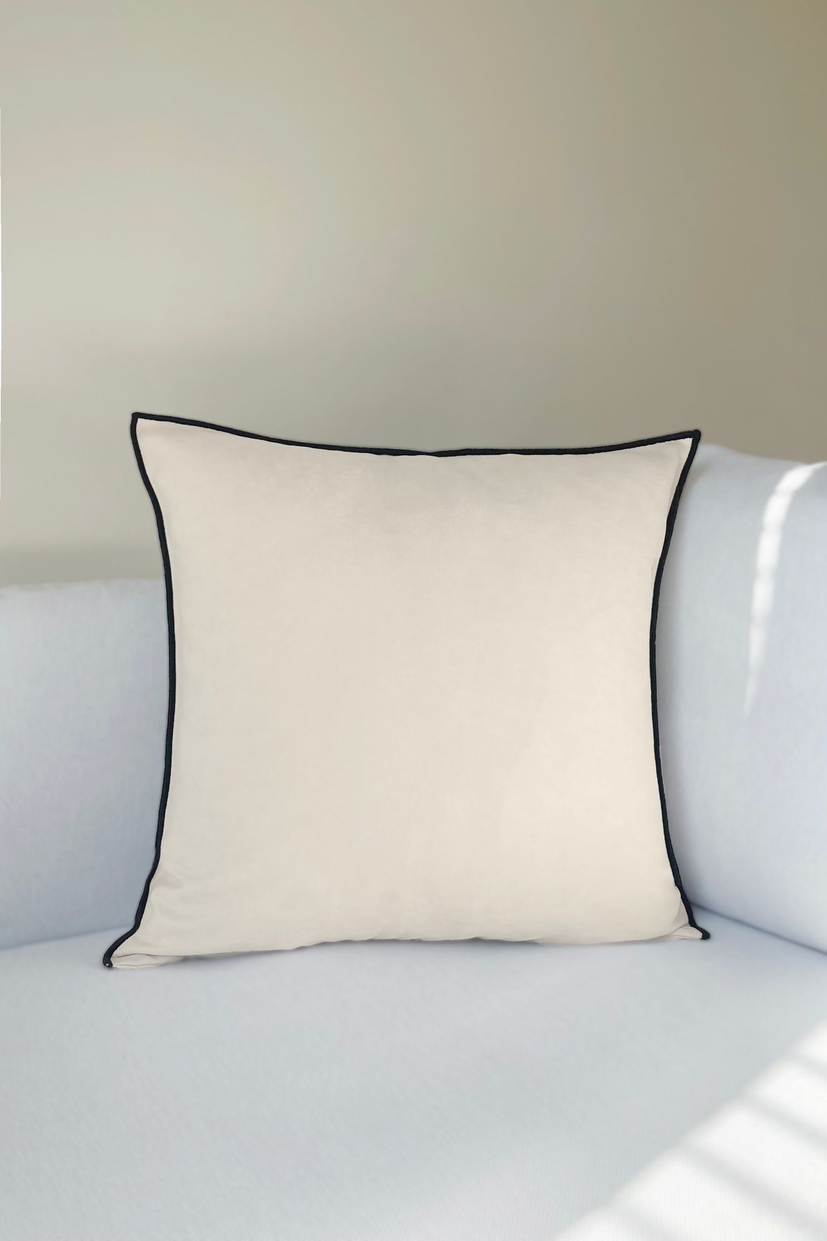 RİTMOHOME Krem, Siyah, Düz, Sade, Vintage, Country, Iskandinav, Bohem 50x50 Dekoratif Yastık(İÇİ DOLGULU)