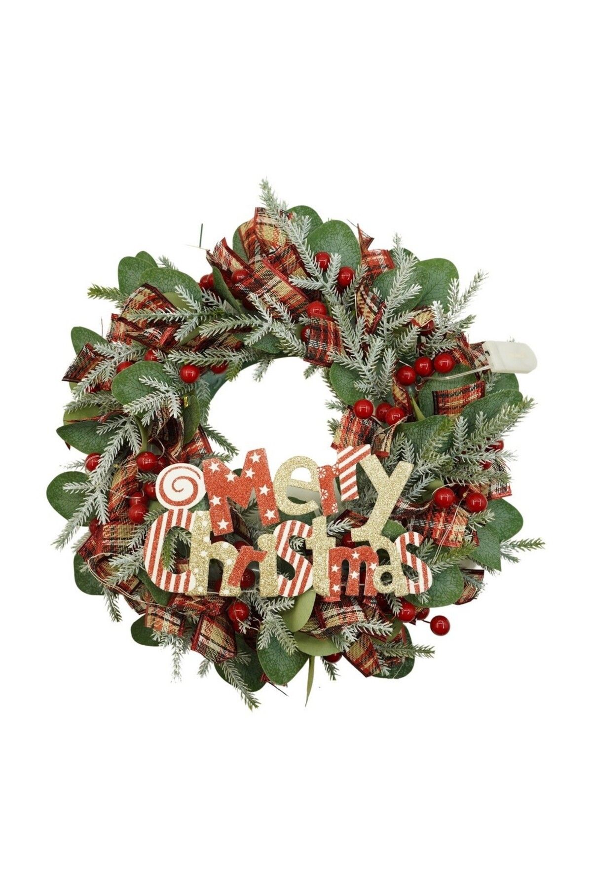 OEM Coronita De Craciun Pentru Usa, Multicolor, 40 Cm, Pvc, Artificiala, Decorata, Cu Led Unisex - 10