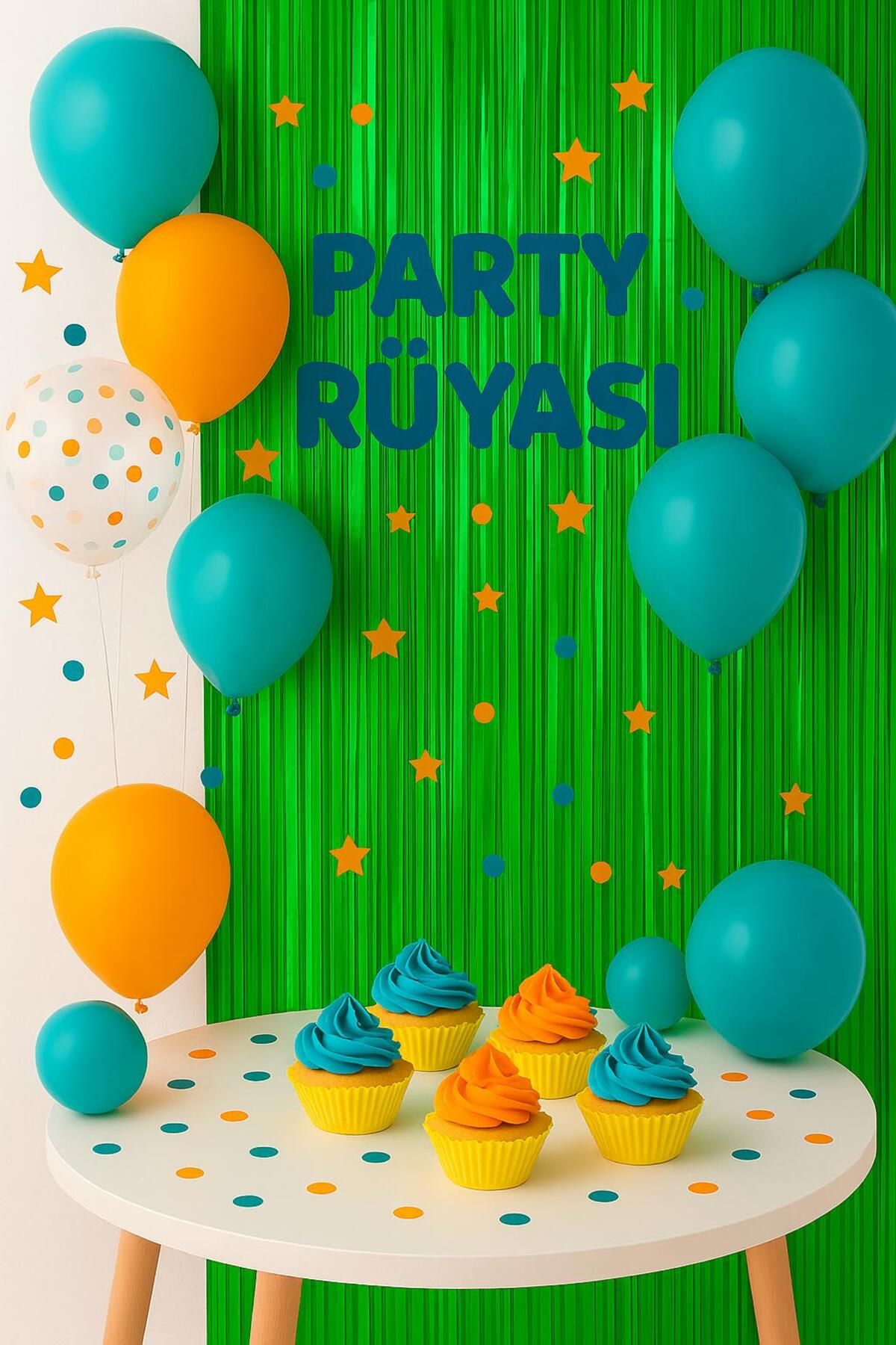 partyrüyası Yeşil Metalize Arka Fon Işıltılı Kapı Duvar Perdesi 100x200 Cm