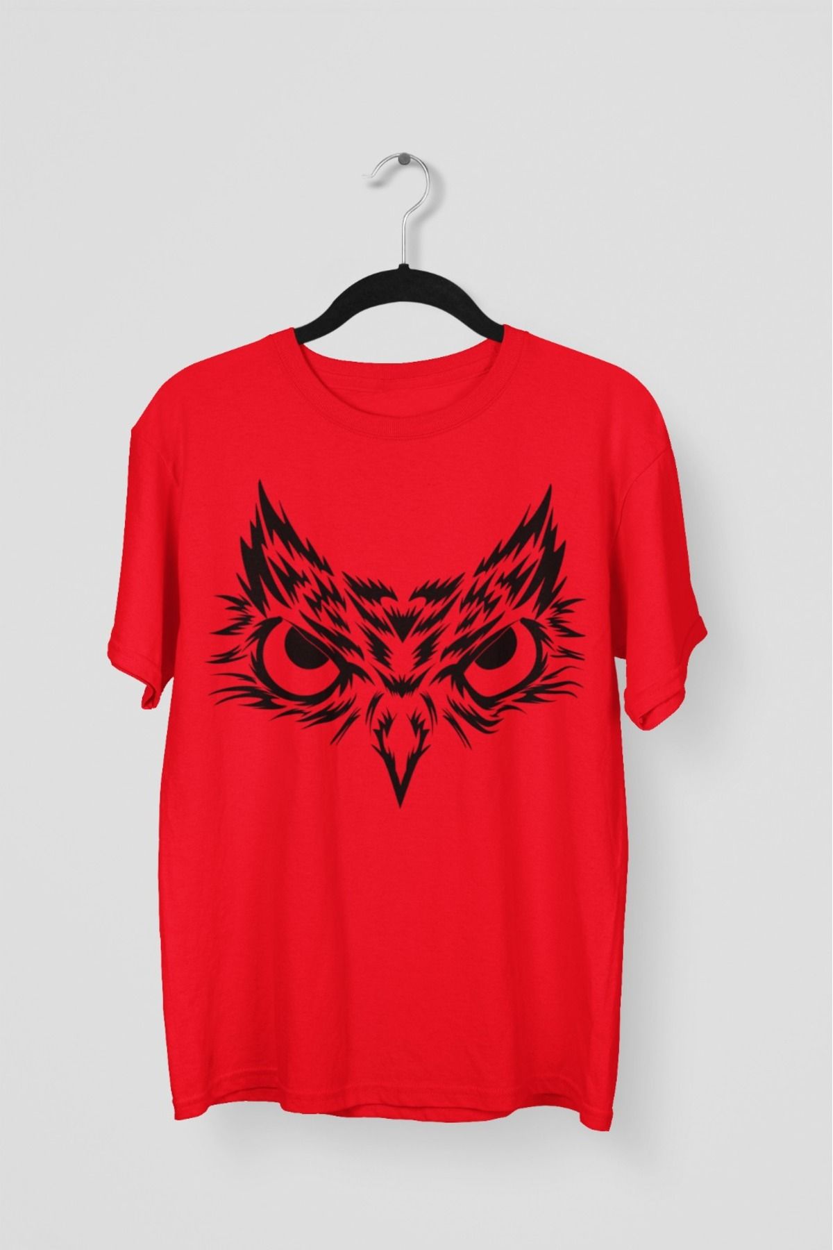 Butik ERKEK/KADIN -KIZGIN BAYKUŞ- TRANSFER BASKILI YUVARLAK YAKA KISA KOL TİŞÖRT