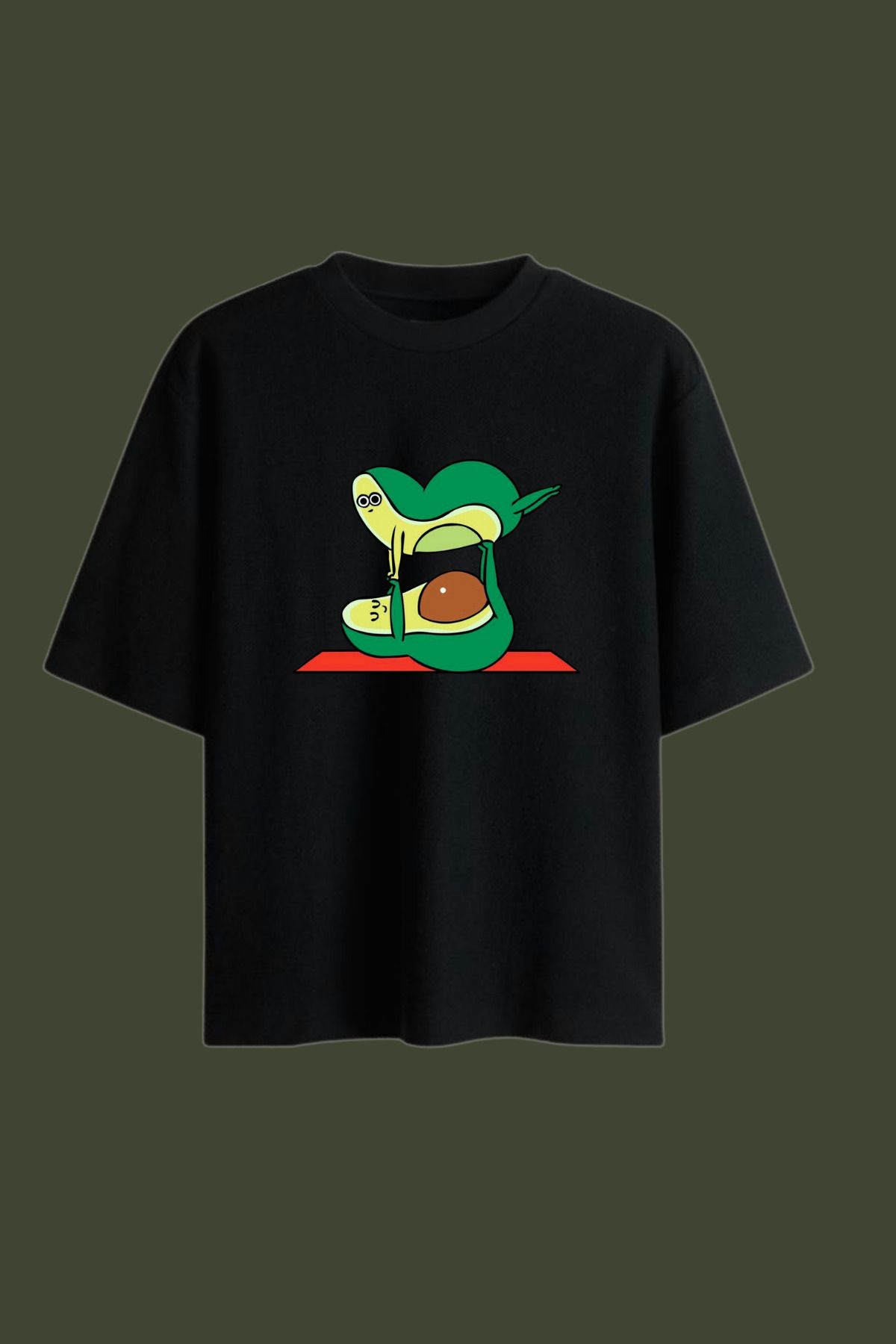 Dupe Design Avokado Yoga Baskılı Oversize T-shirt