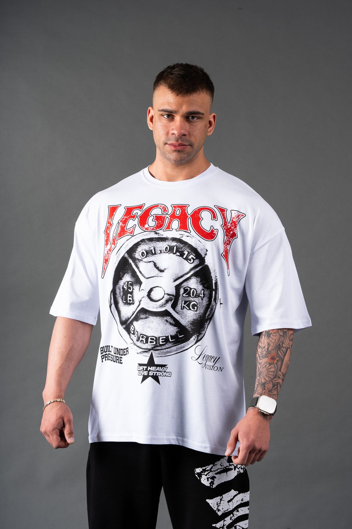LEGACY'S ROAD Barbell Oversize T-shirt