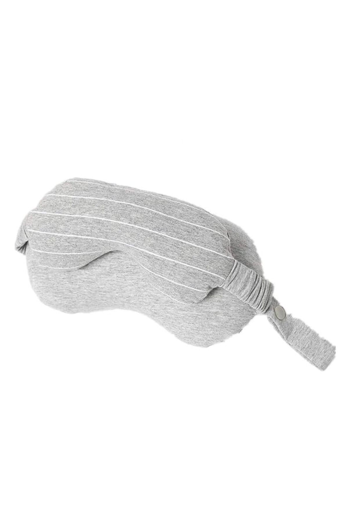 OEM Masca De Dormit, 2 In 1, Cu Tetiera, Din Particule De Spuma Si Bumbac, Gri Deschis Unisex - 10