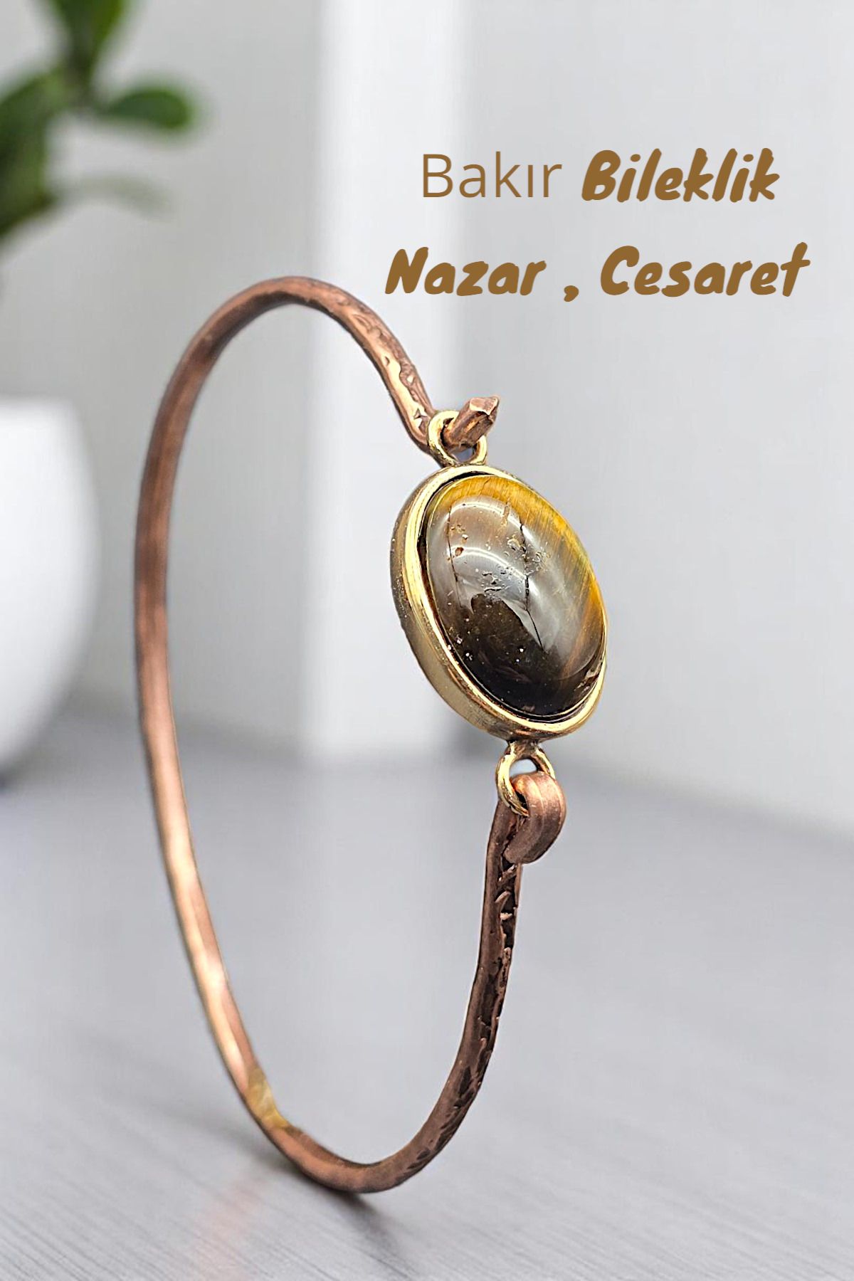 NBS Beautiful Naturel Stones Bakır ( Saf Gerçek ) Kaplan taş Trend Zarif Bileklik ( Nazar Koruma ) ( Özel Günler , Hediyelik )