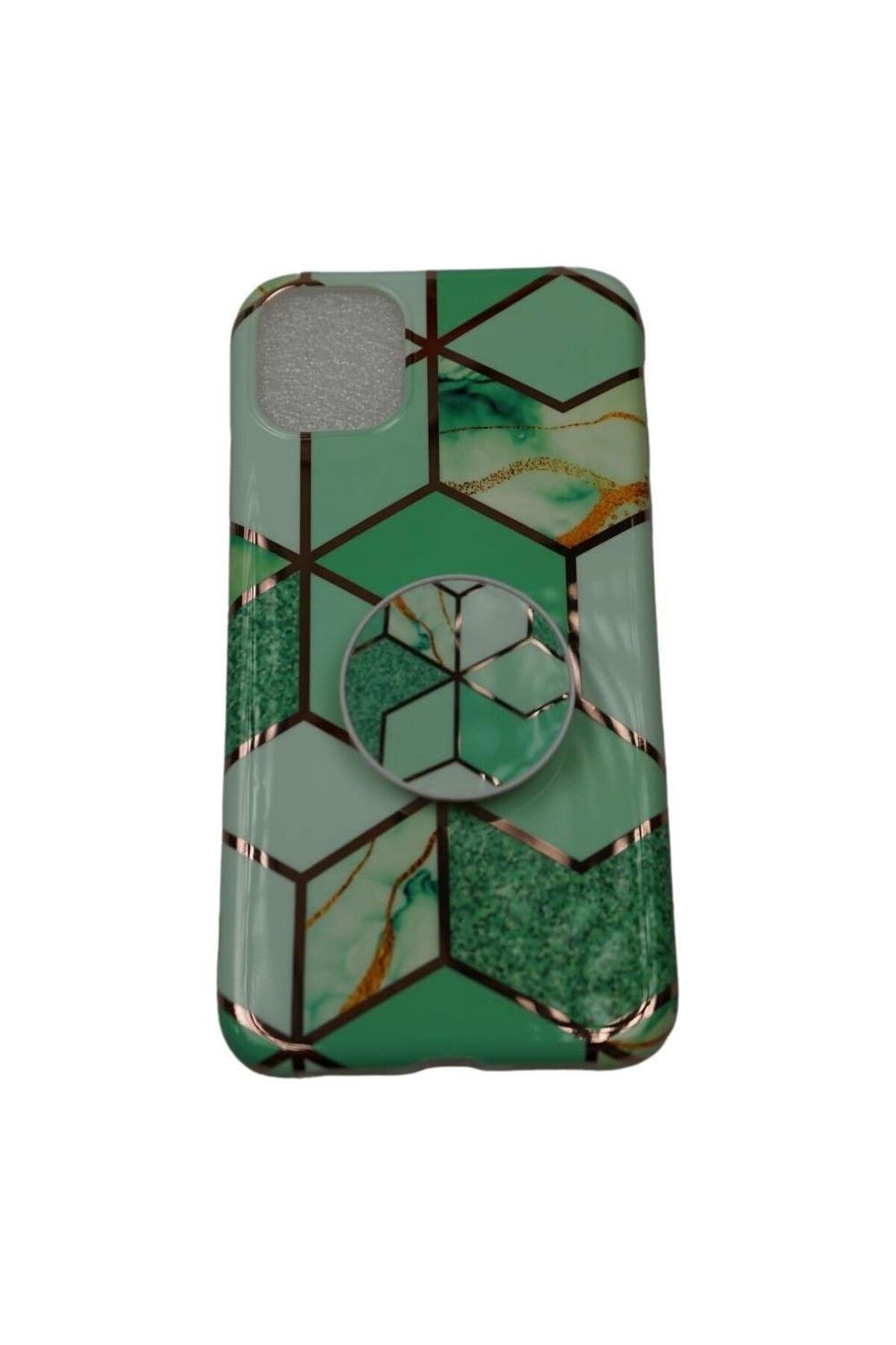 OEM-Protective case for Apple iPhone 7/8/SE 2020 Soft IMD TPU Marble Geometric Green Stand included 1