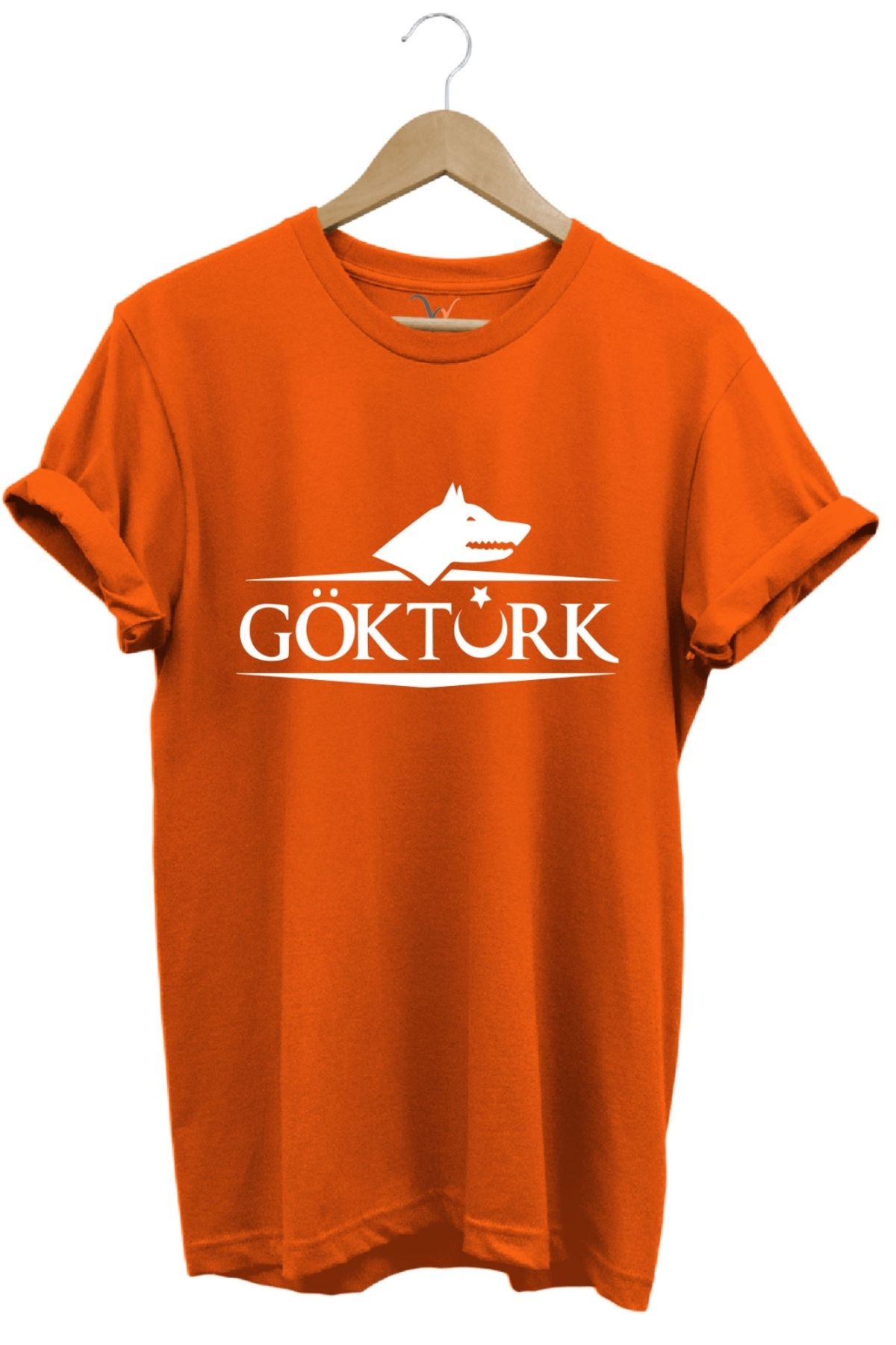 MODA Göktürk Yazılı Kurt Baskılı Anadolu Ruhunu Taşıyan Tasarım %100 Pamuk Bisiklet Yaka Basic T-shirt