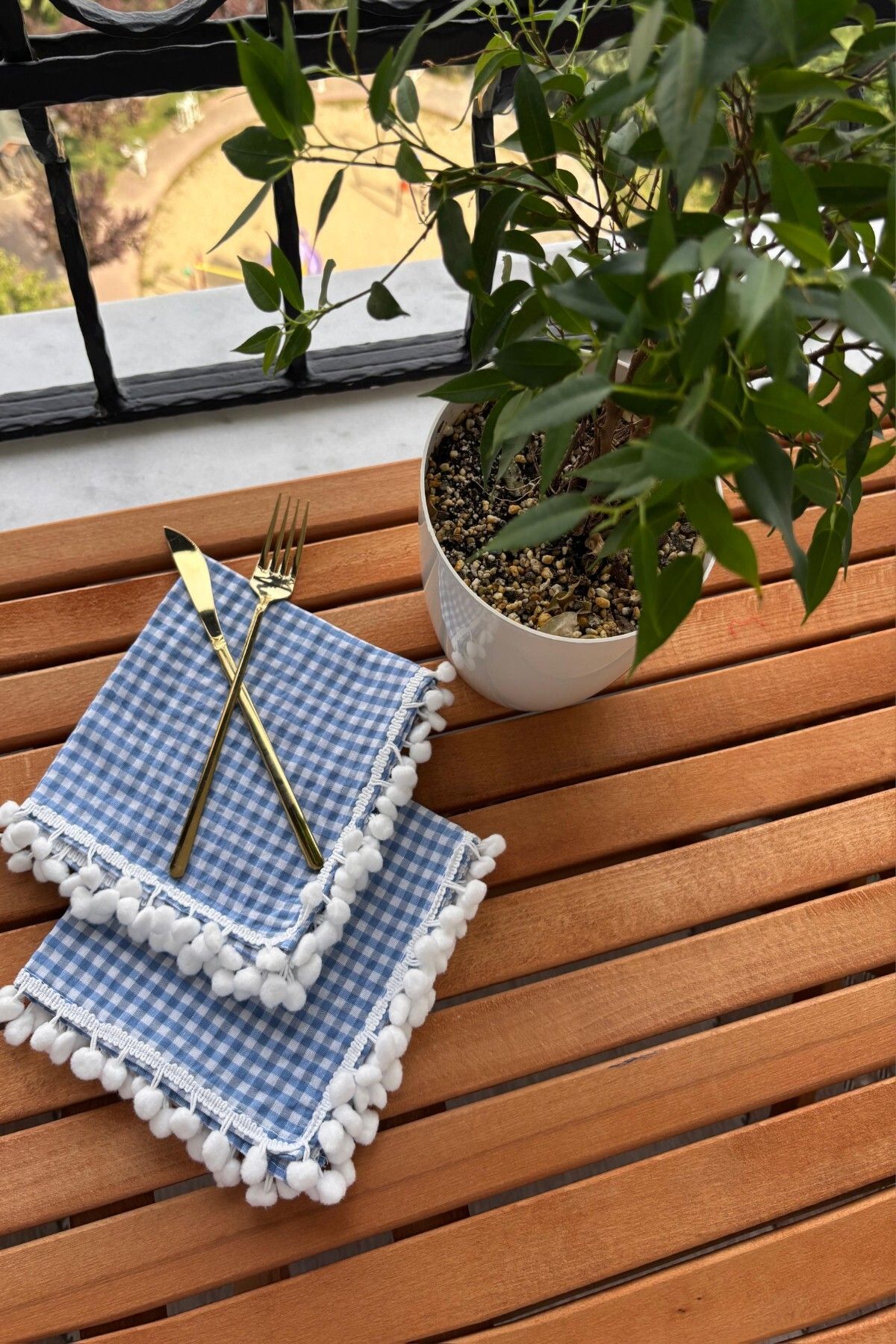 zarafet concept Kırmızı Ponponlu Peçete 2 Adet 35X35