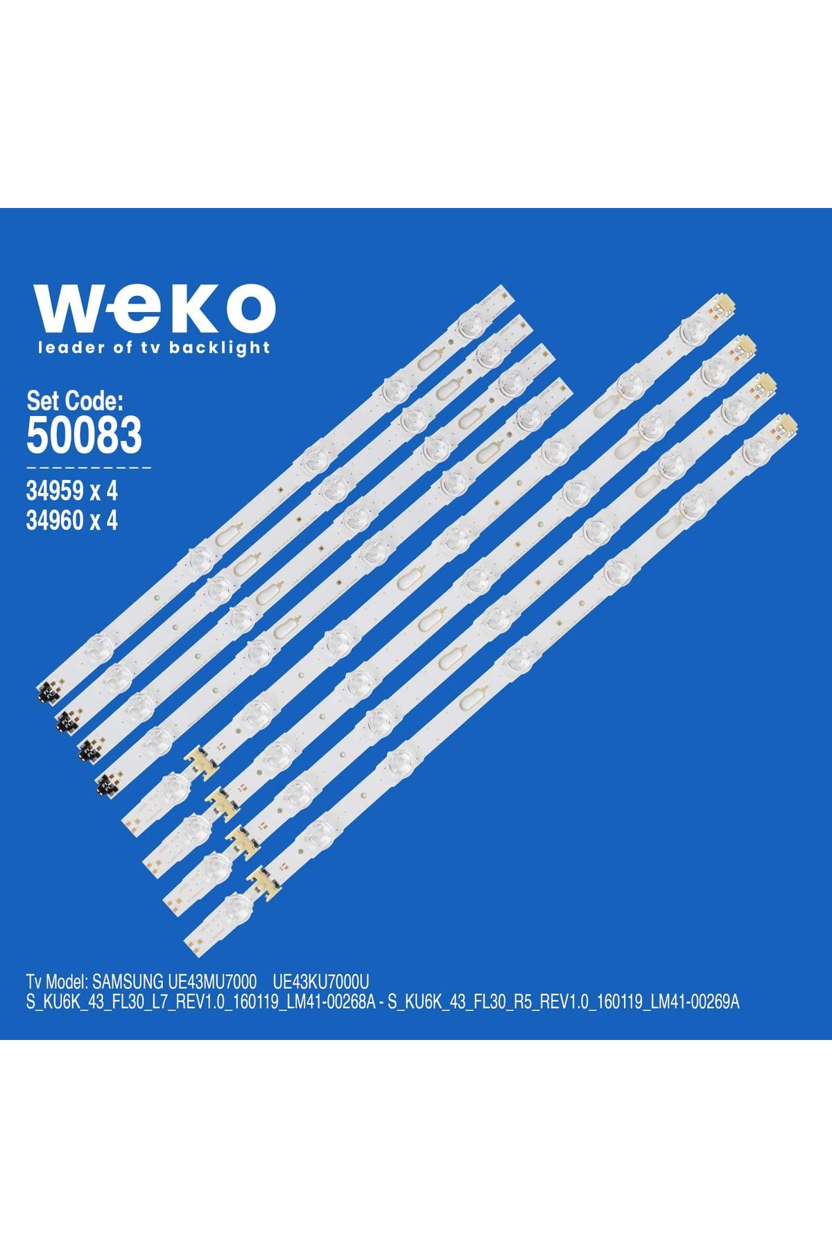 WEKO WKSET-5083 34959X4 34960X4 S_KU6K_43_FL30 8 ADET LED BAR