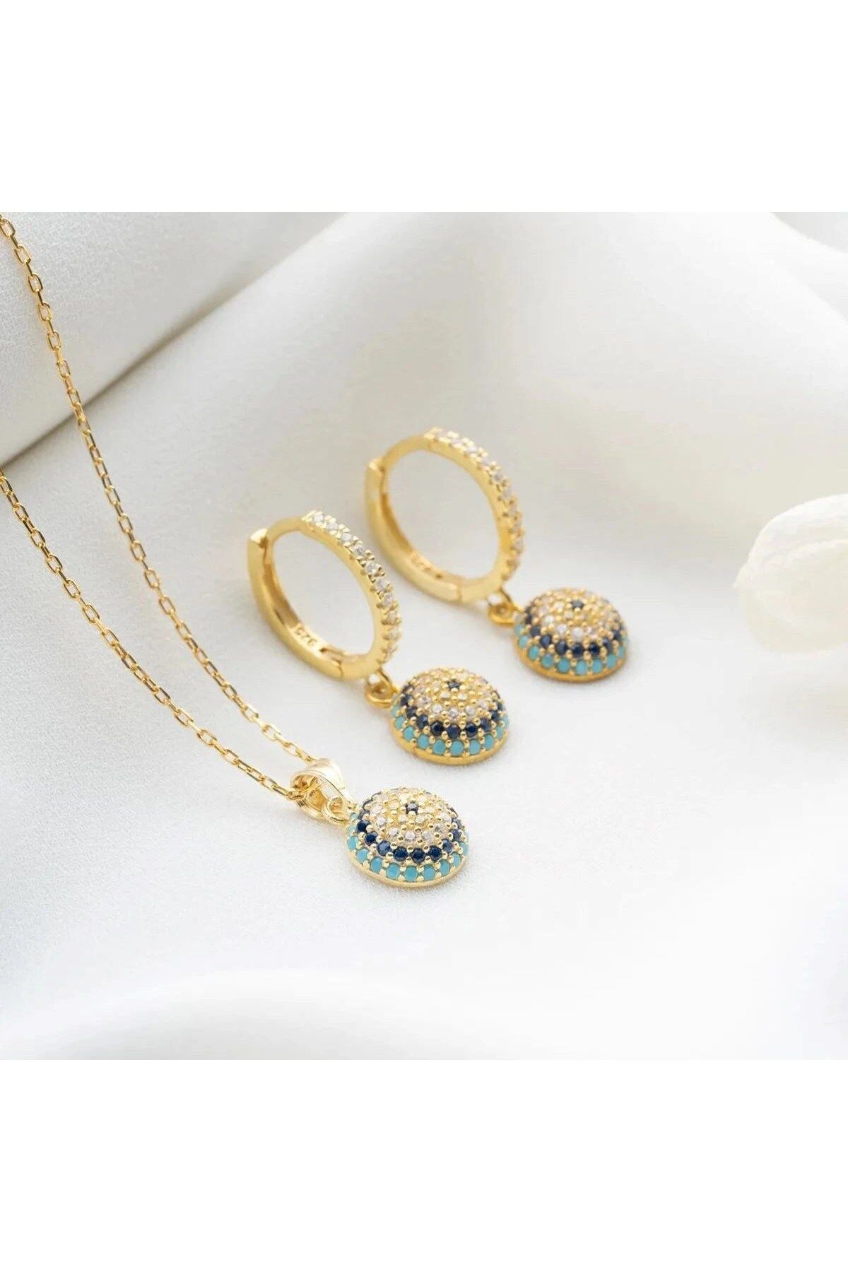 beonejewelry NAZARLI GÖZ KOLYE KÜPE SET | 925 GÜMÜŞ