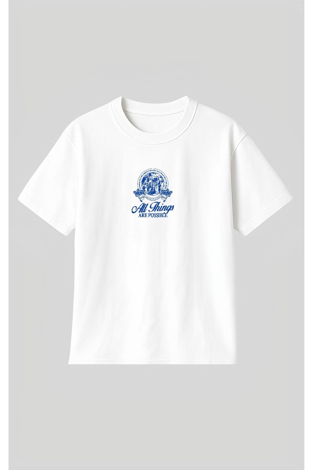 Altair Tr Beyaz Oversize Kalıp All Things Are Possible Baskılı Unisex Tişört T-Shirt