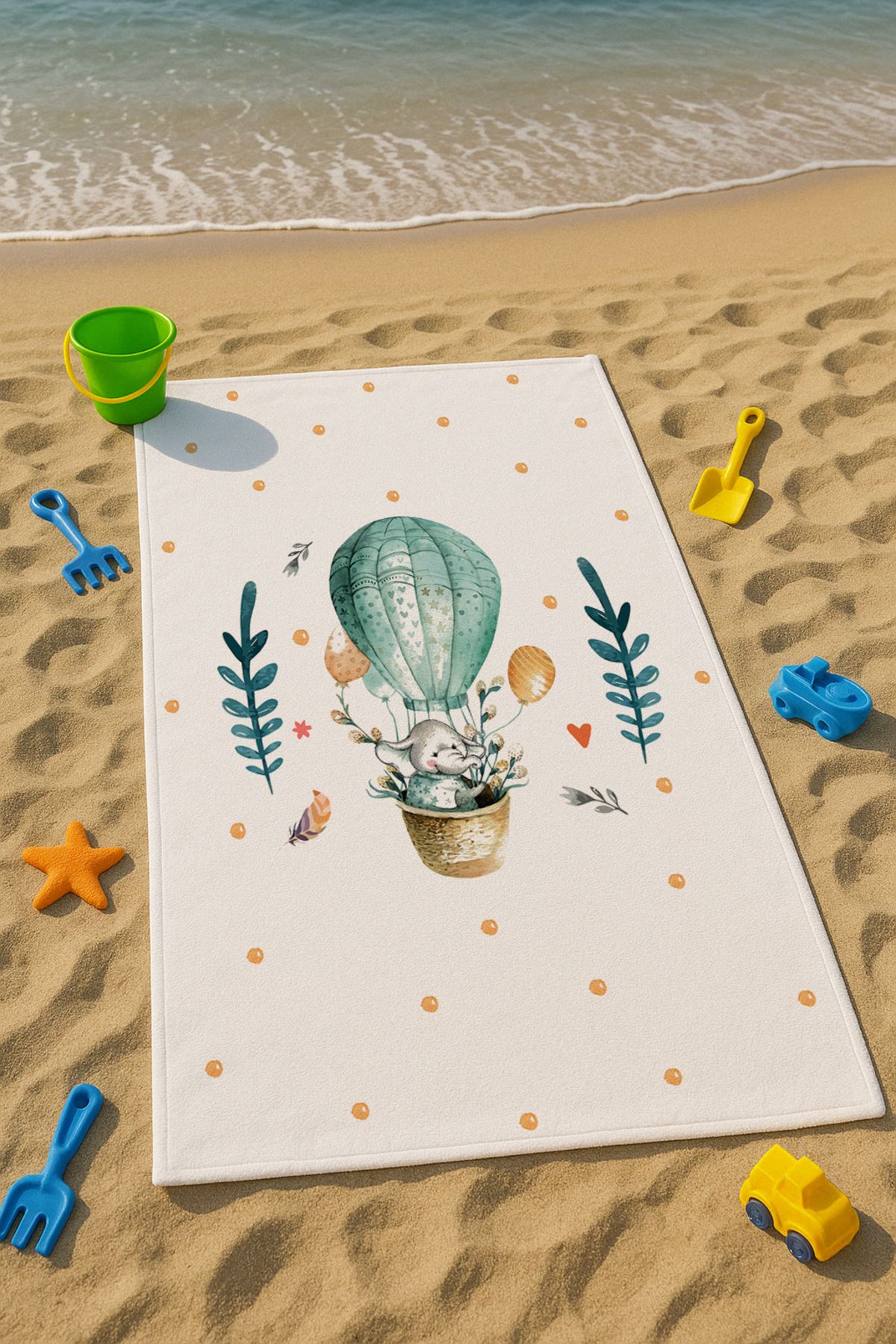 Talia Home Uçan Balon Fil Desenli Çocuk Plaj - Deniz- Havuz Havlusu TLAPH-030