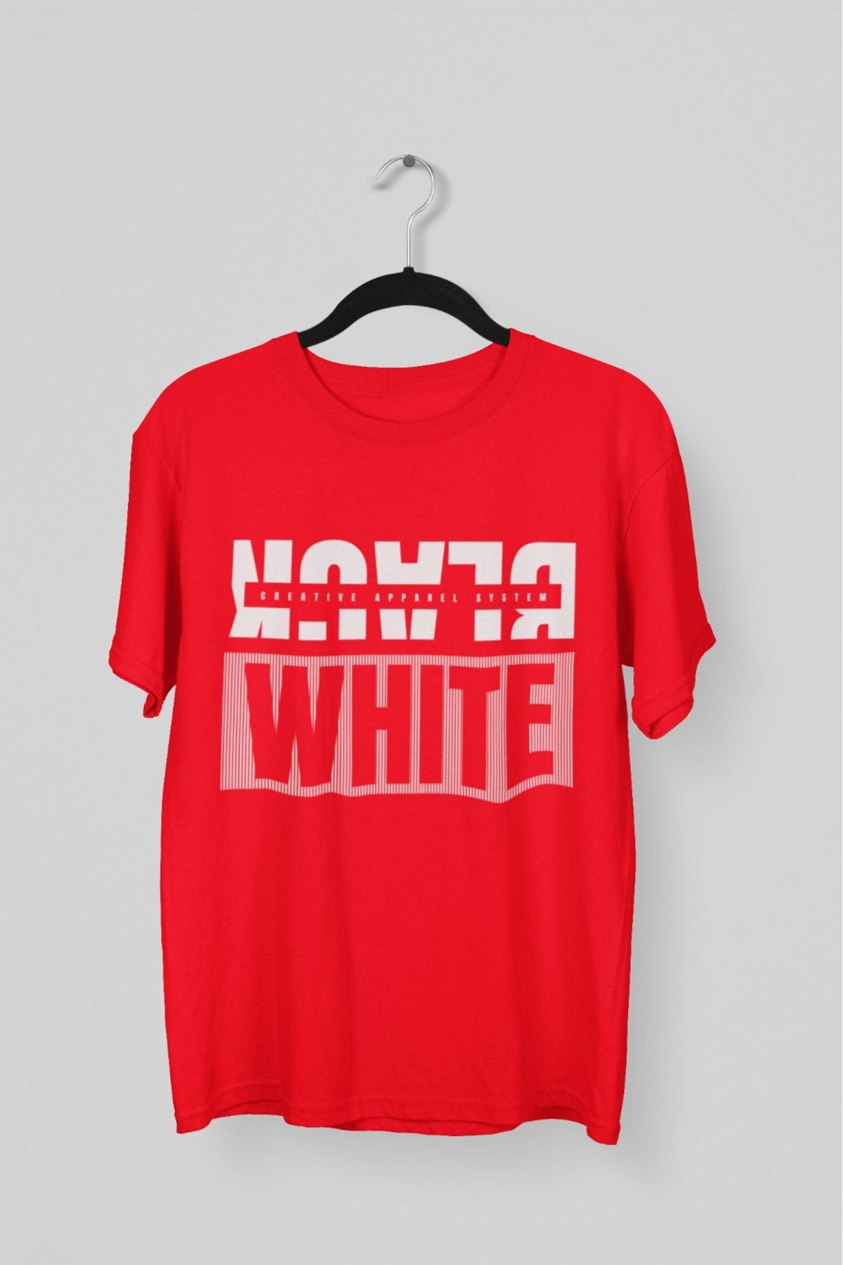 Butik ERKEK/KADIN -BLACK WHITE- TRANSFER BASKILI YUVARLAK YAKA KISA KOL TİŞÖRT