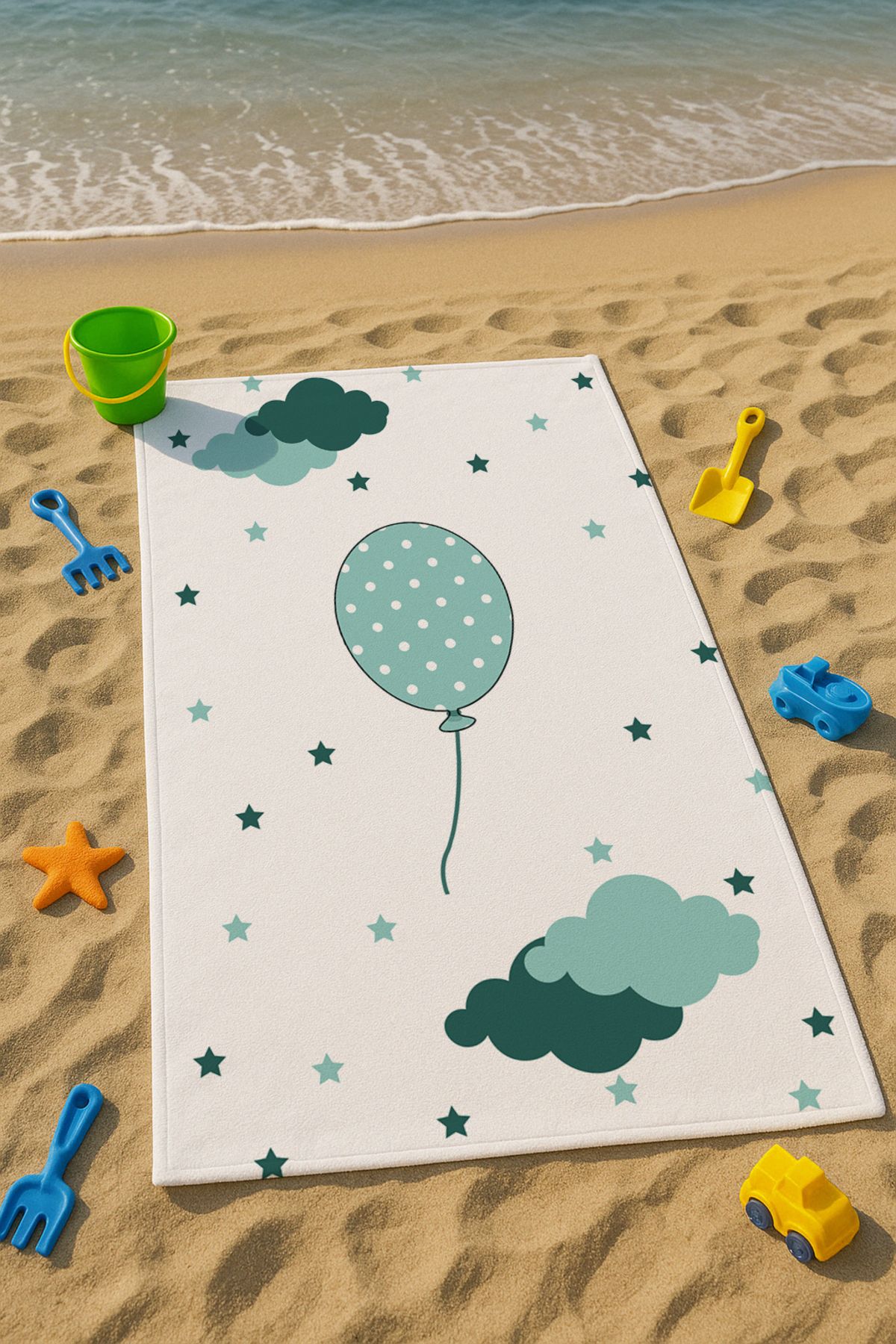 Talia Home Yeşil Balon Desenli Çocuk Plaj - Deniz- Havuz Havlusu TLAPH-200