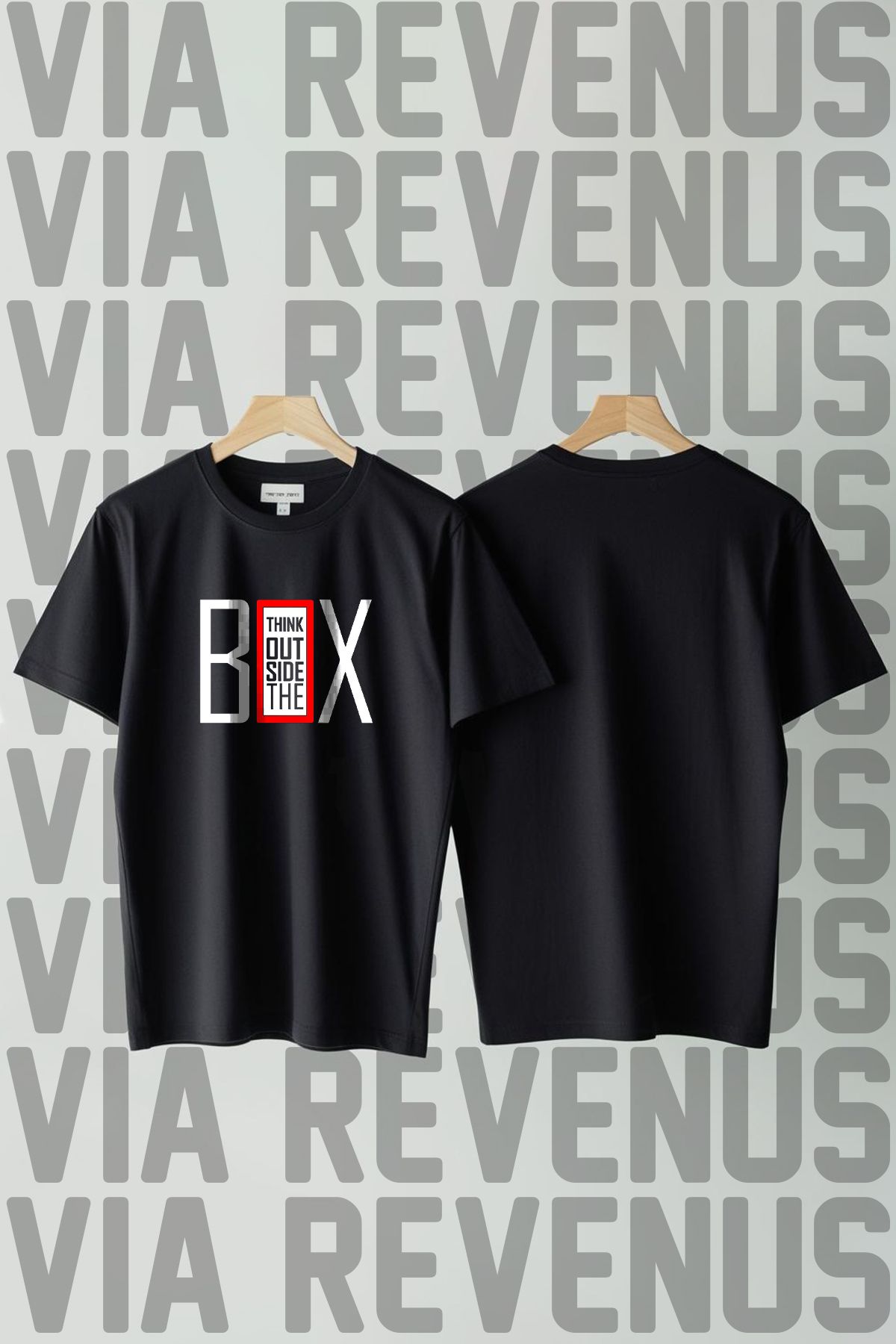 Vordevia Think Outside The Box Baskılı Geniş Kalıp Unisex Bisiklet Yaka Tshirt
