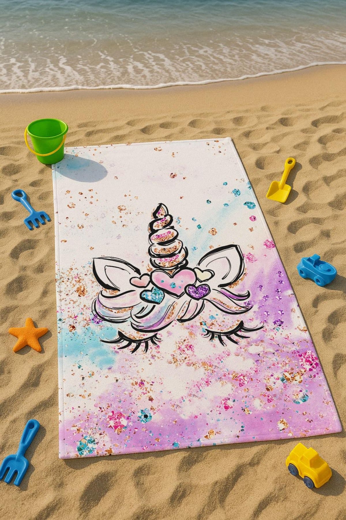 Talia Home Unicorn Desenli Çocuk Plaj - Deniz- Havuz Havlusu TLAPH-191