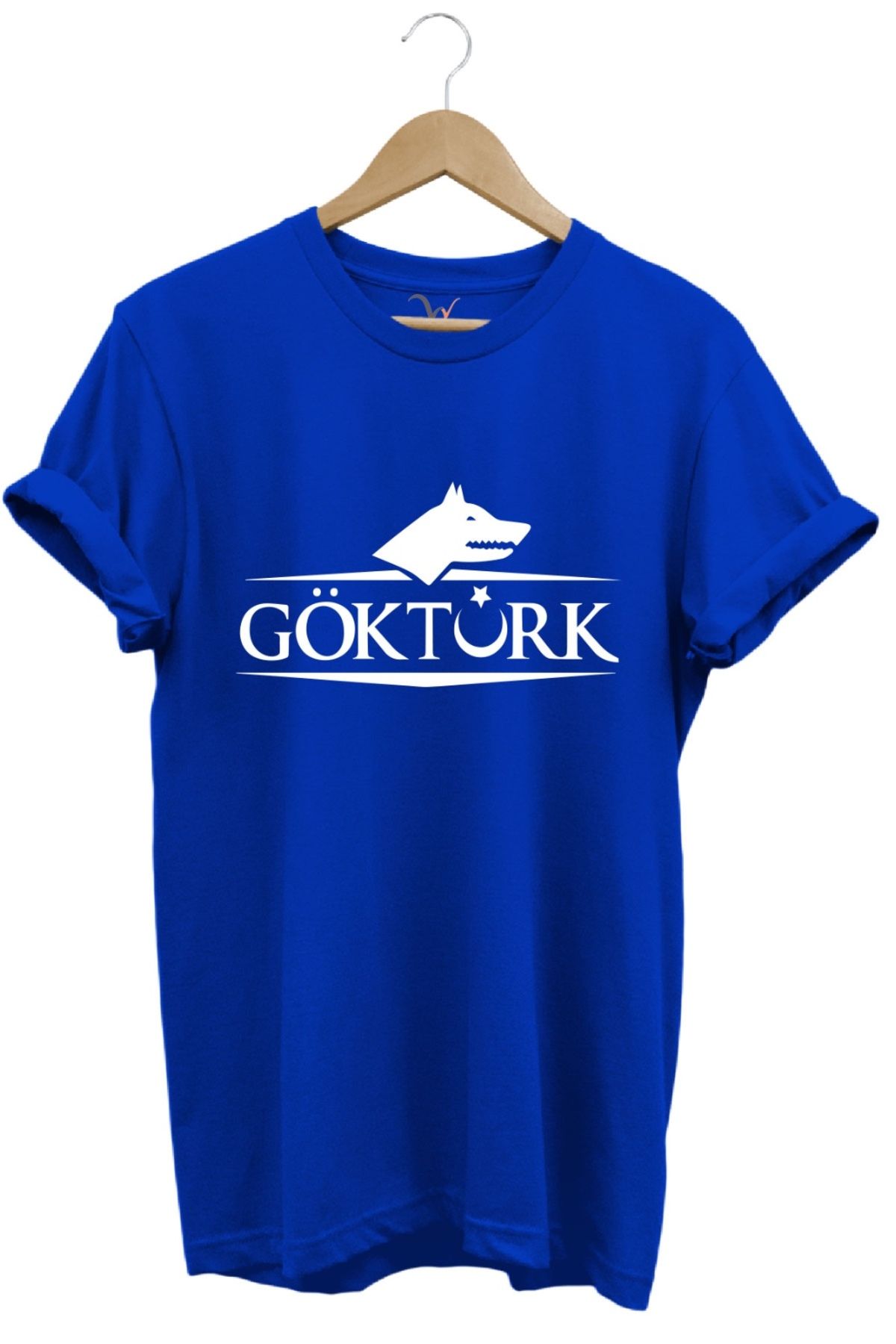 MODA Göktürk Yazılı Kurt Baskılı Anadolu Ruhunu Taşıyan Tasarım %100 Pamuk Bisiklet Yaka Basic T-shirt