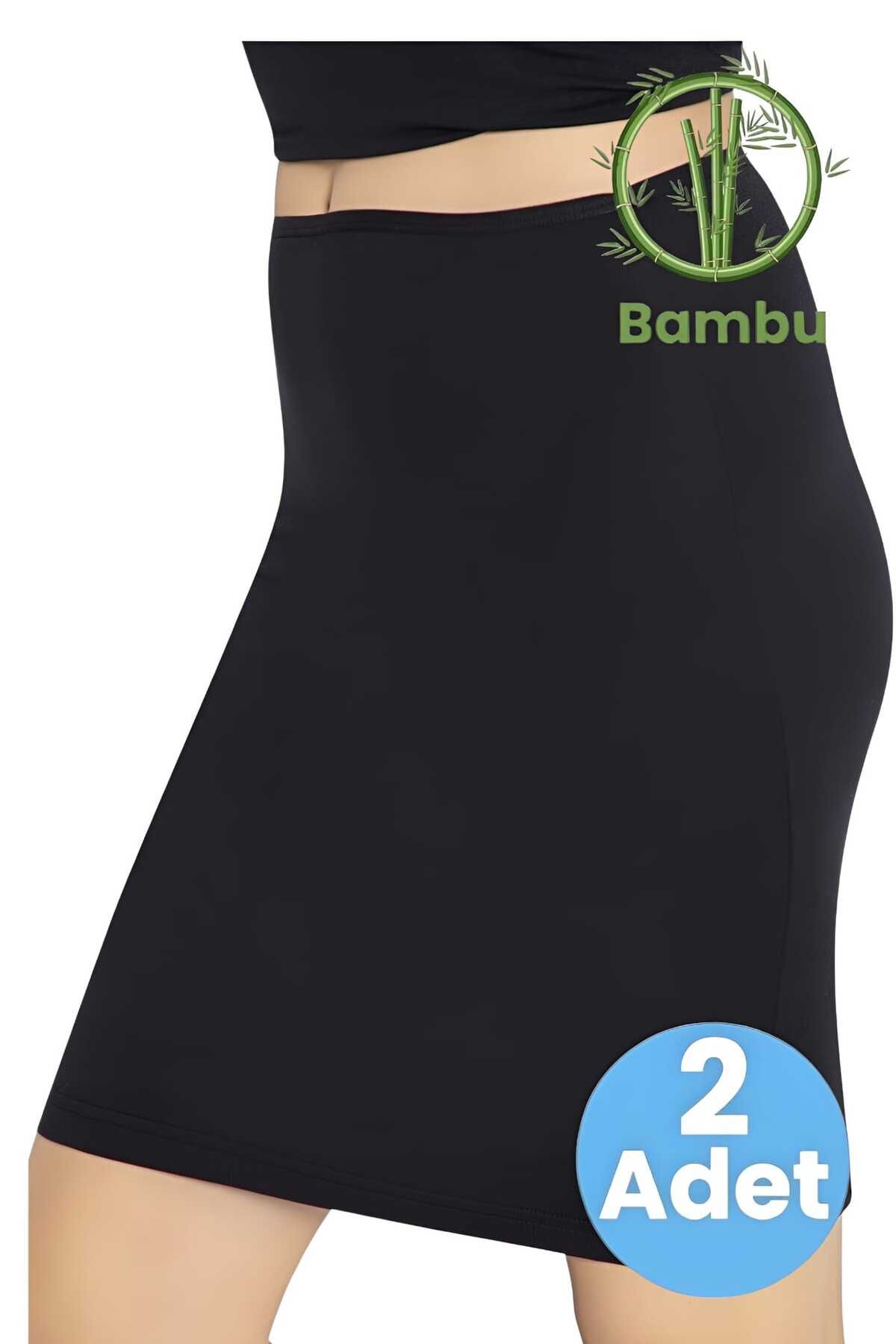 Uniquetrenders Kadın 2'li Bambu Kumaş Kısa Jüpon
