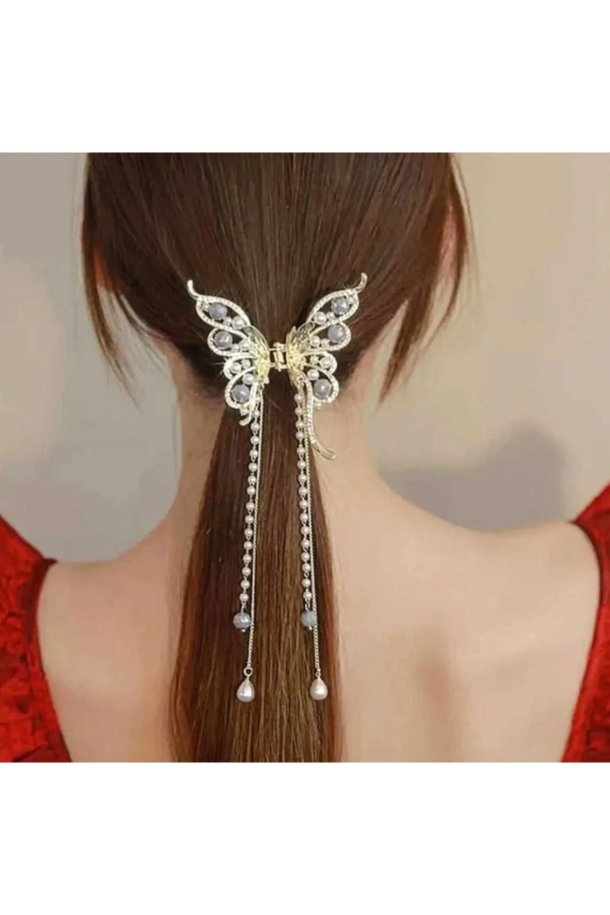 İNİTİUM Metal Sallantılı Taşlı Kelebek Toka