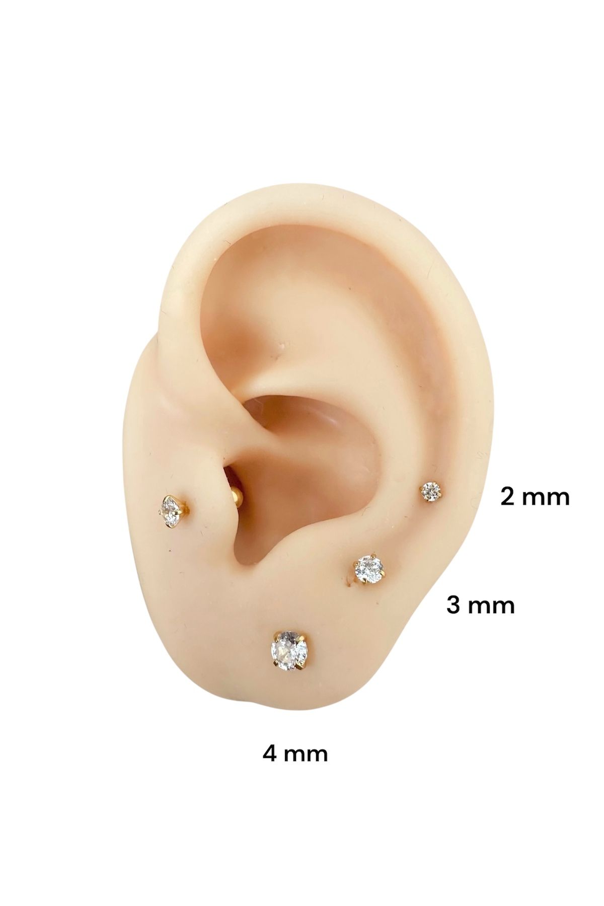 My Bellas Jewels Tek Taş 1 Adet Cerrahi Çelik Mini Boy 2mm-3mm-4mm Seçenekli Tragus Piercing