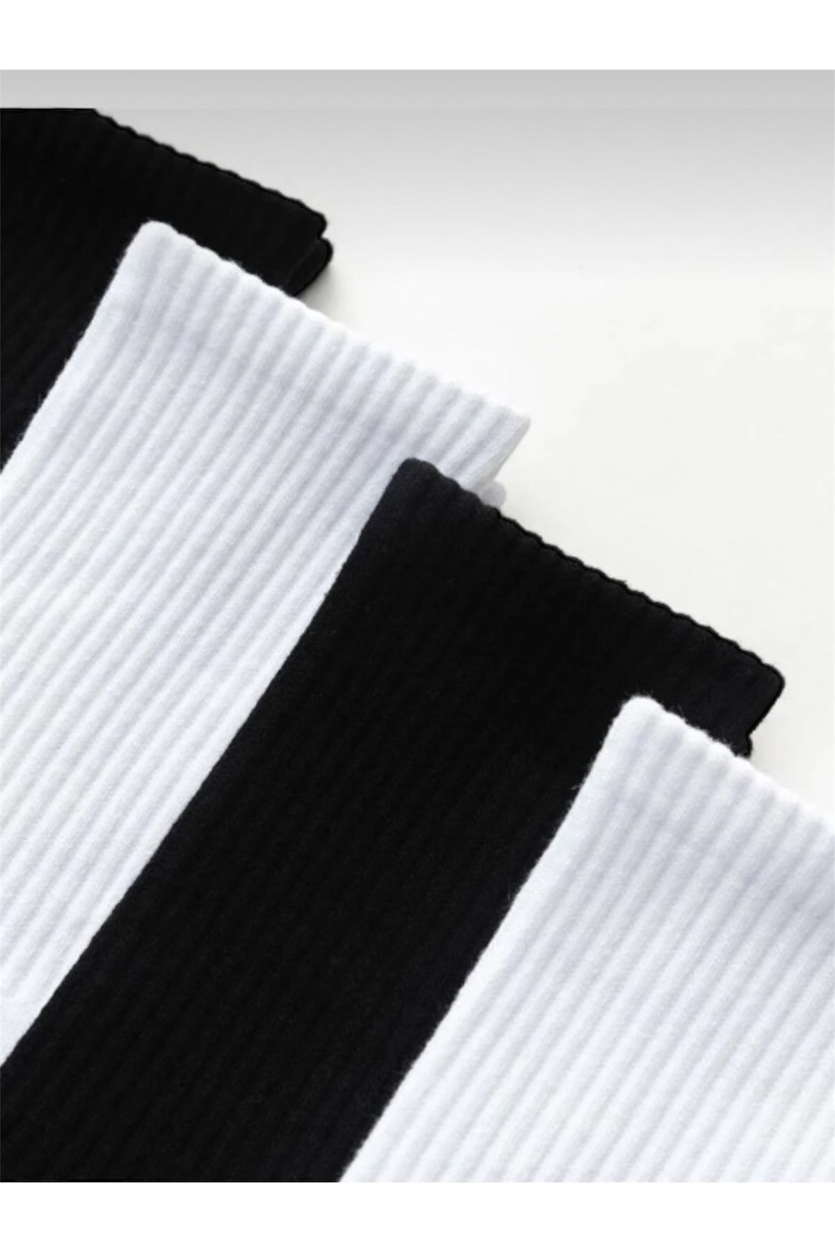 GRİMNİR SOCKS 6 Çift Beyaz Çizgisiz Kolej Tenis Çorap ( Siyah -beyaz)