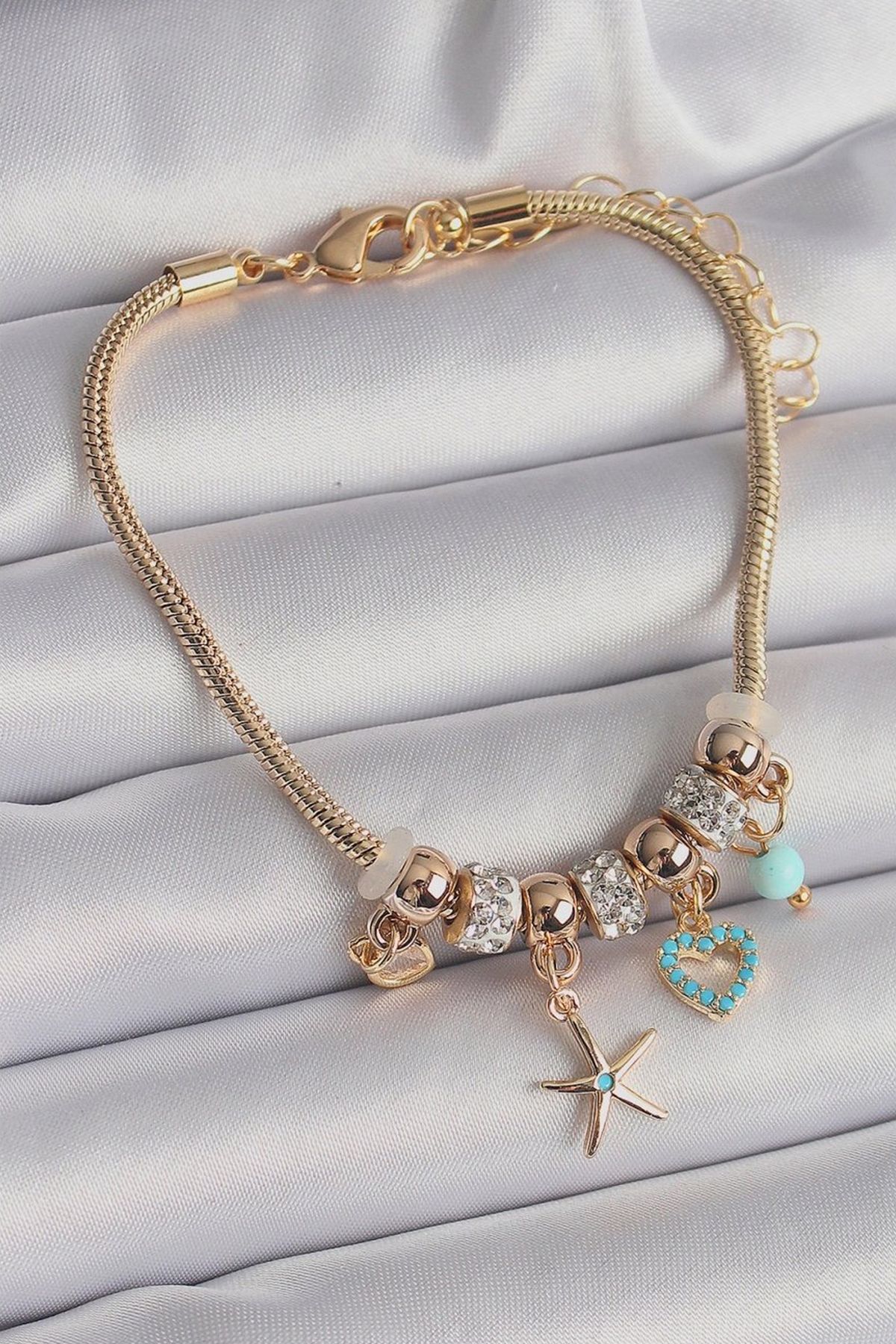 fk studio design Çelik Taşlı Kiraz Model Charm Bileklik