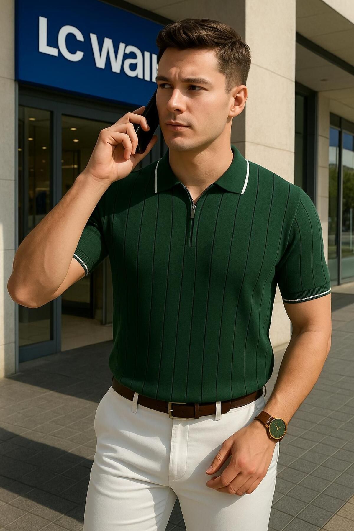 LC Waikiki Polo Yaka Fermuarlı Kısa Kollu Erkek Yazlık Triko Premium Kalite Tişört / T-shirt