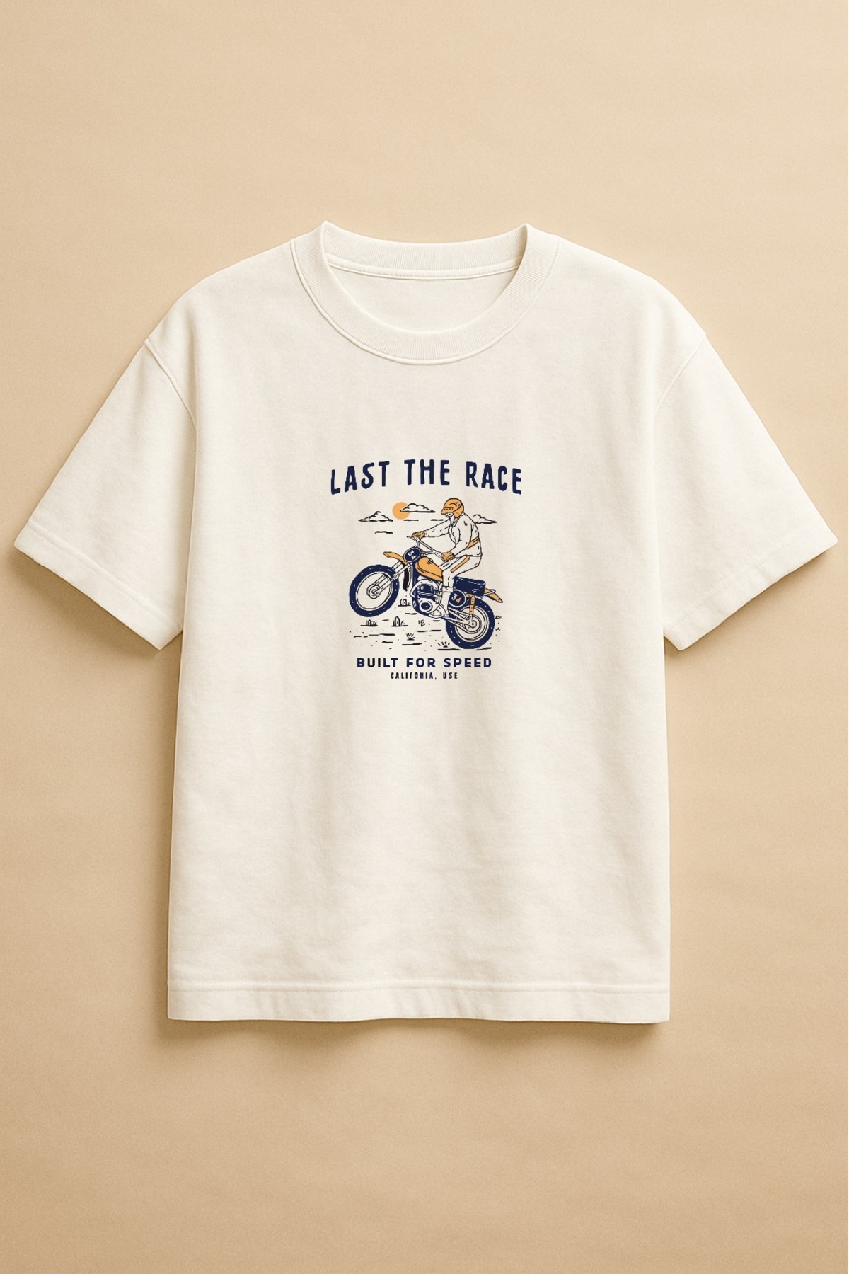 Altair Tr Beyaz Renk Oversize Ön Last The Race Baskılı Unisex Tişört T-shirt